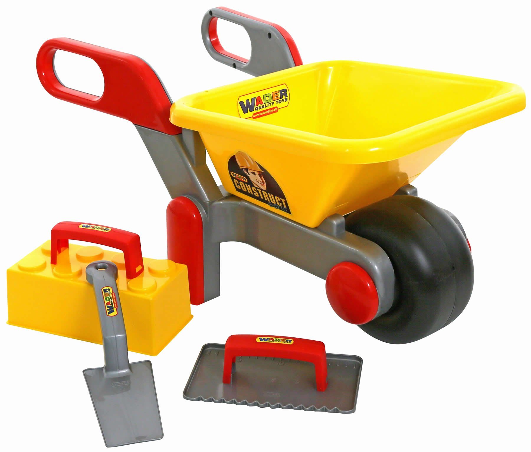 WADER QUALITY TOYS Schubkarre Bauschubkarre 4 tlg mit Maurerwerkzeug