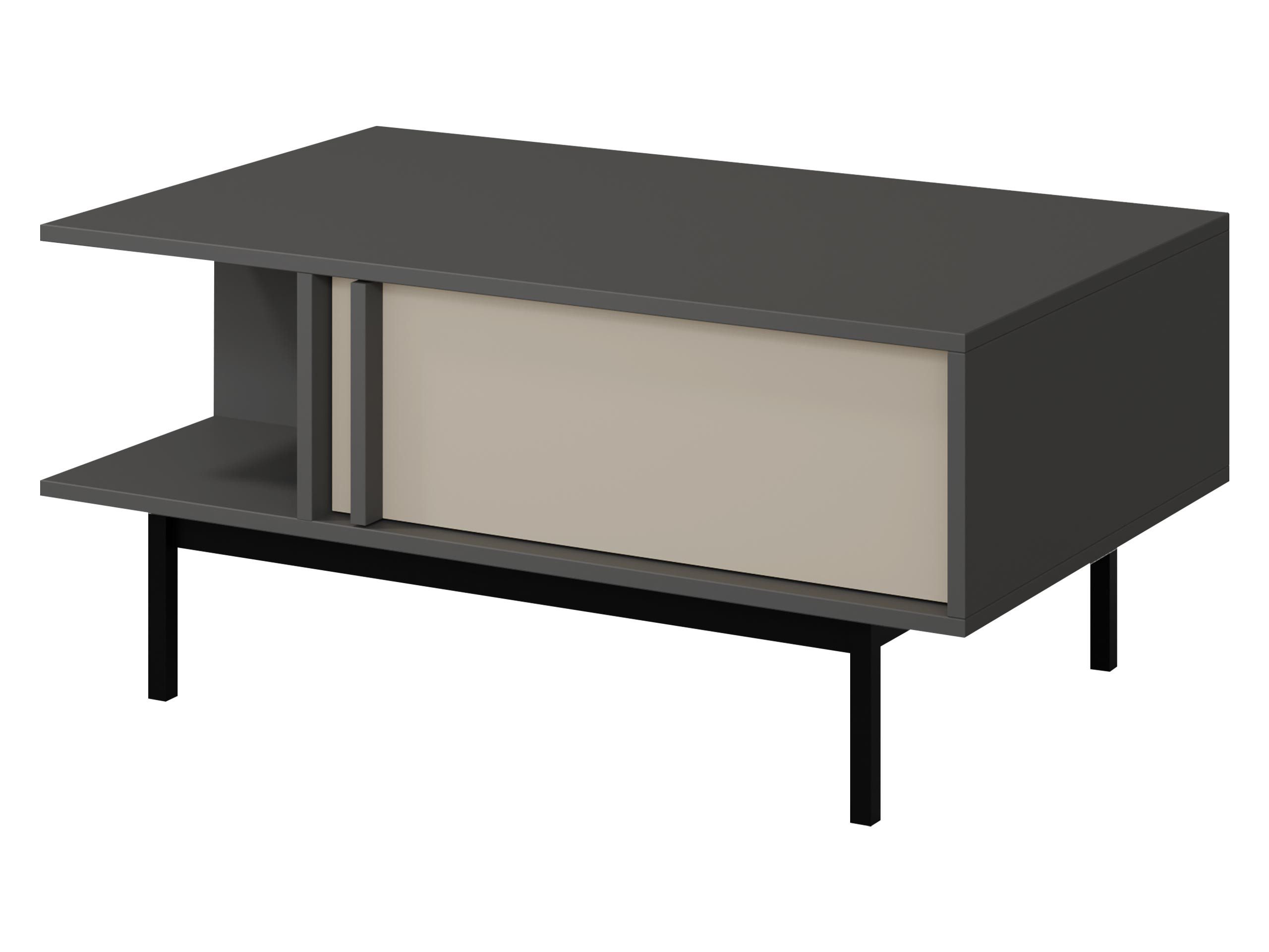 MIRJAN24 Couchtisch Alsy AL12 (mit Schublade), Untergestell aus Metall in der Farbe Schwarz