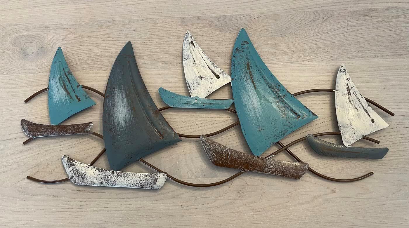 Putuo Decor Fisch-Wandbehang Aus Holz – 4-teiliges Set, Rustikales Karomuster Für Badezimmer & Strandhaus