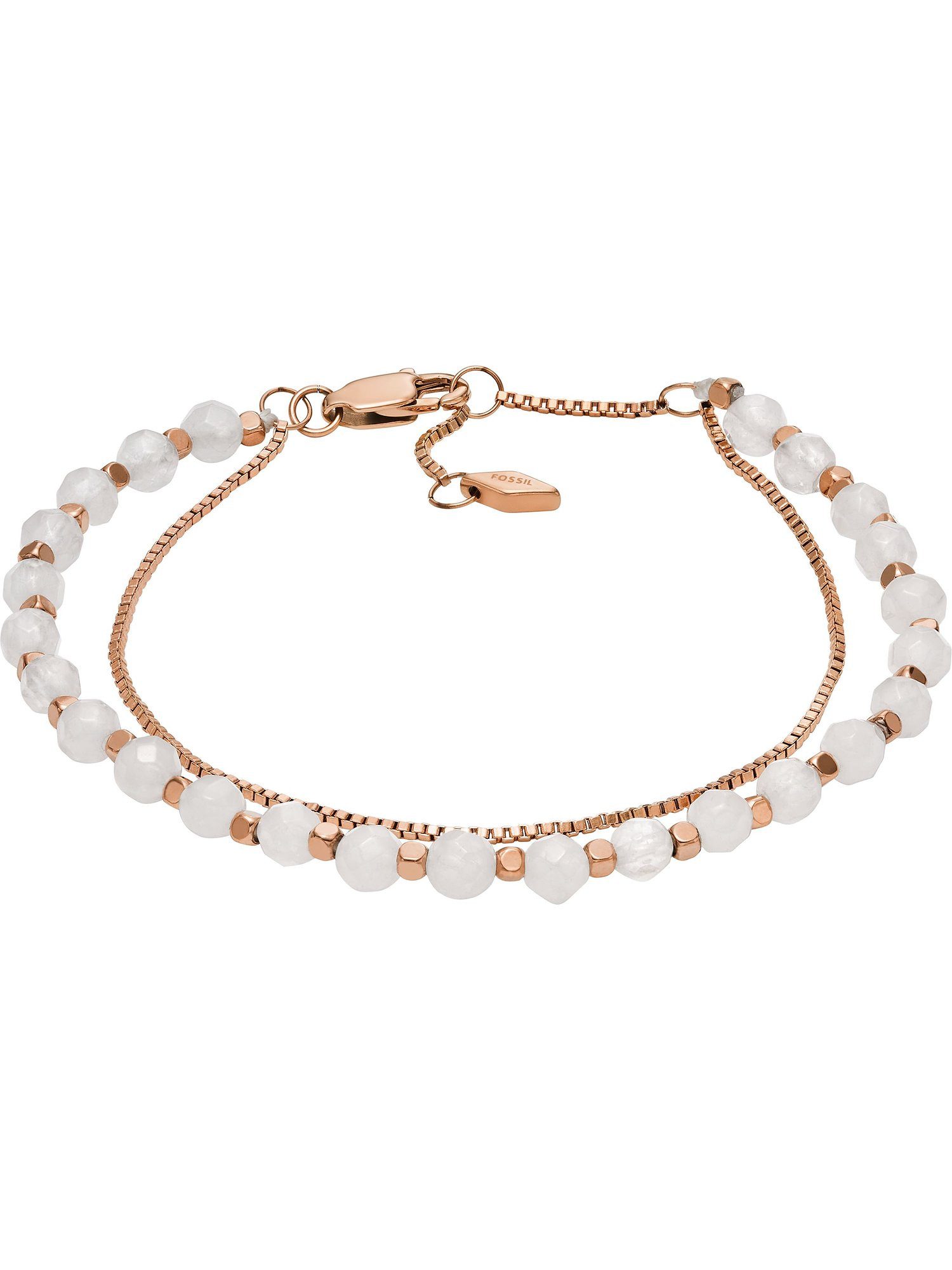 Fossil Armband Fossil Damen-Armband Edelstahl Rosenquarz, JEWELRY