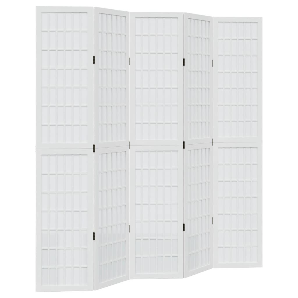 Paravent 40 x 200 cm 5-tlg Raumteiler Paravent Trennwand Spanische Wand Weiß Ma