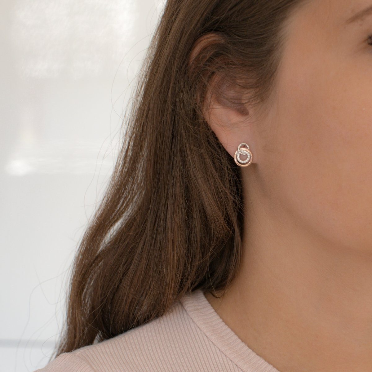 Rafaela Donata Paar Ohrstecker silber/roségold, mit Zirkonia günstig online kaufen