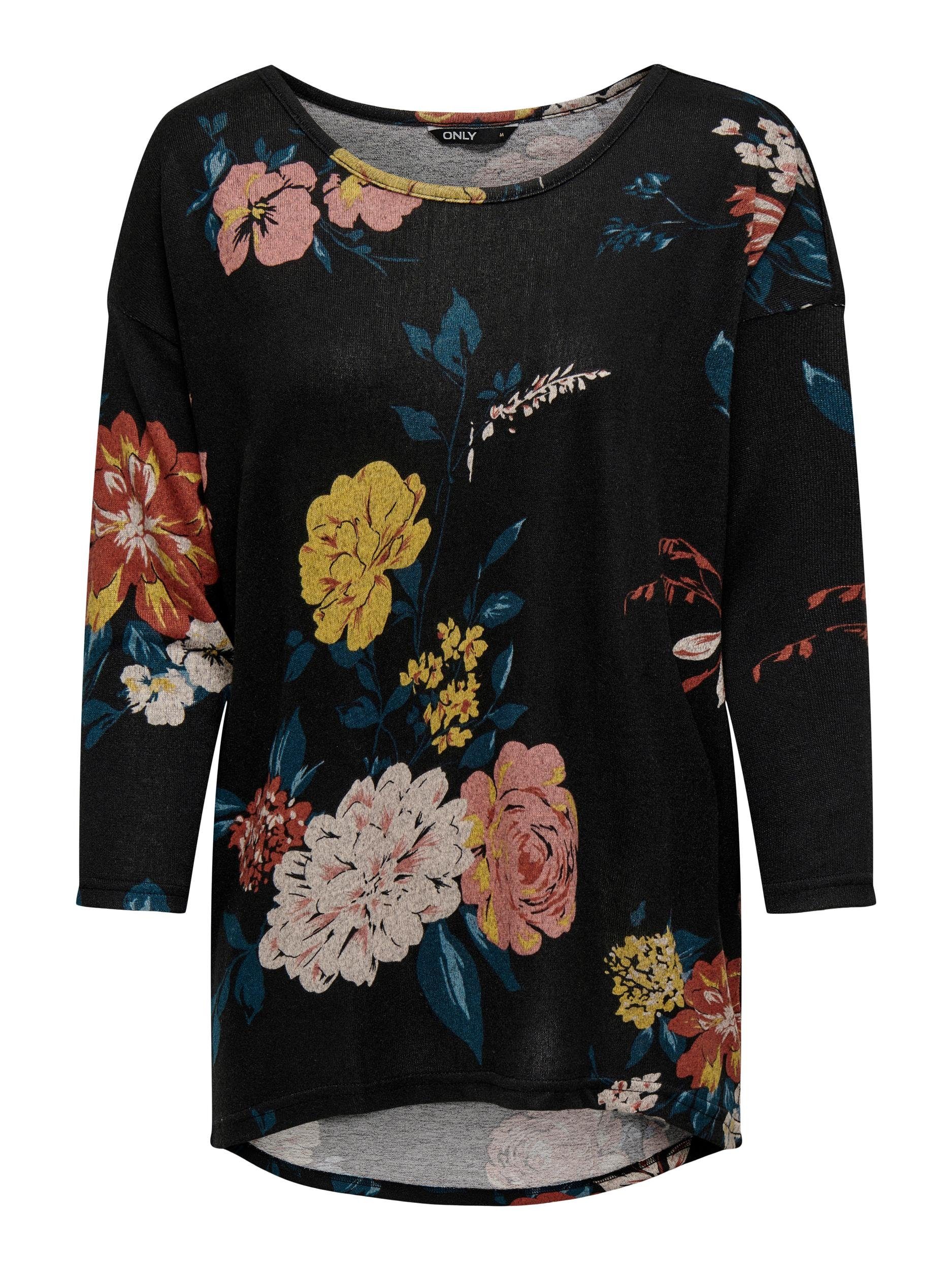 JRS AOP:SMILLA 3/4-Arm-Shirt Black ONLY ONLELCOS TOP FLOWER 4/5 AOP