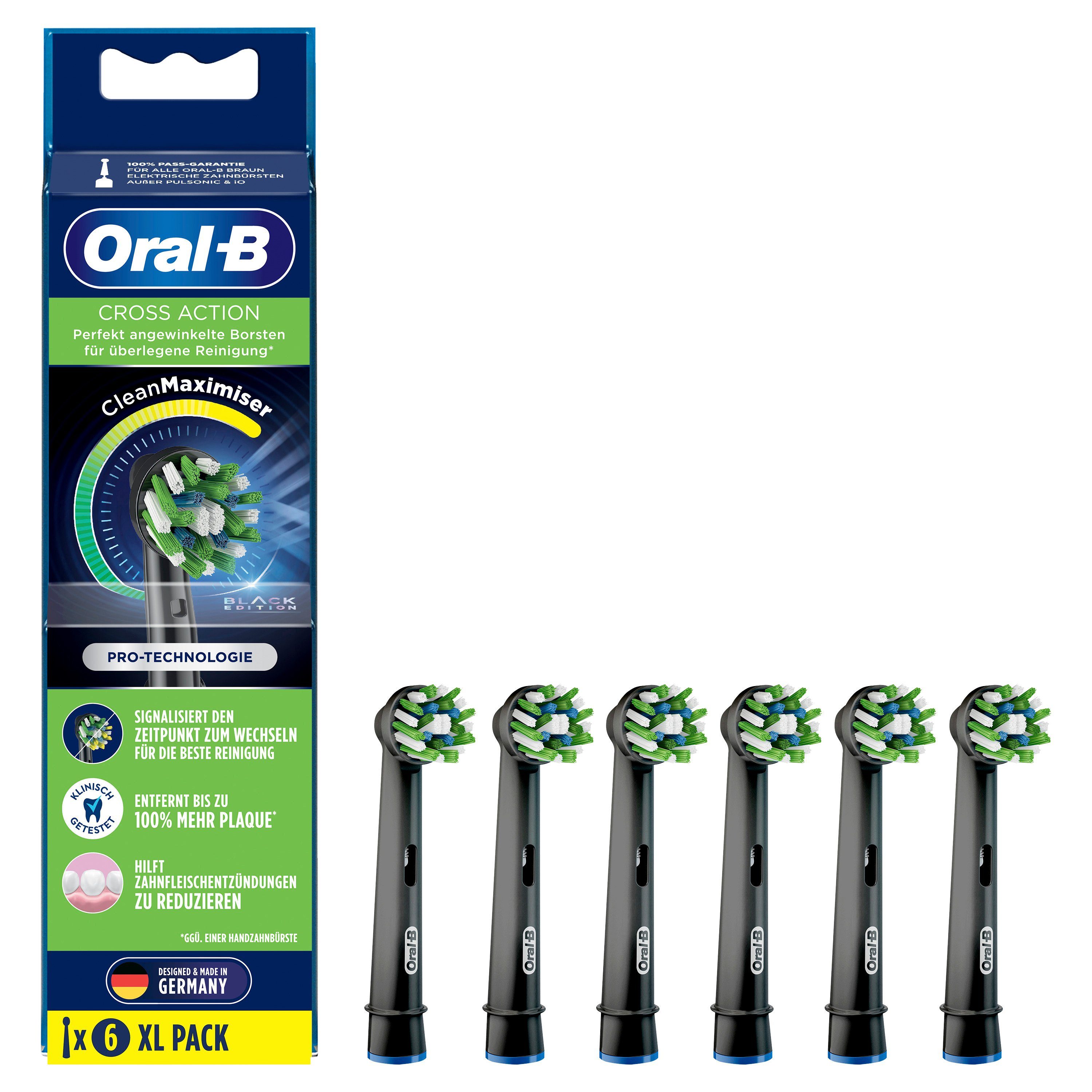 Oral-B Aufsteckbürsten Cross Action CleanMaximizer - 6er Pack - schwarz