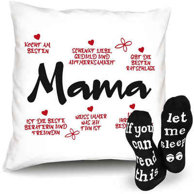 Soreso® Dekokissen Kissen + Socken Geschenk für Mama zum Geburtstag Muttertag Weihnachten, Geburtstagsgeschenk Weihnachtsgeschenk Muttertagsgeschenk
