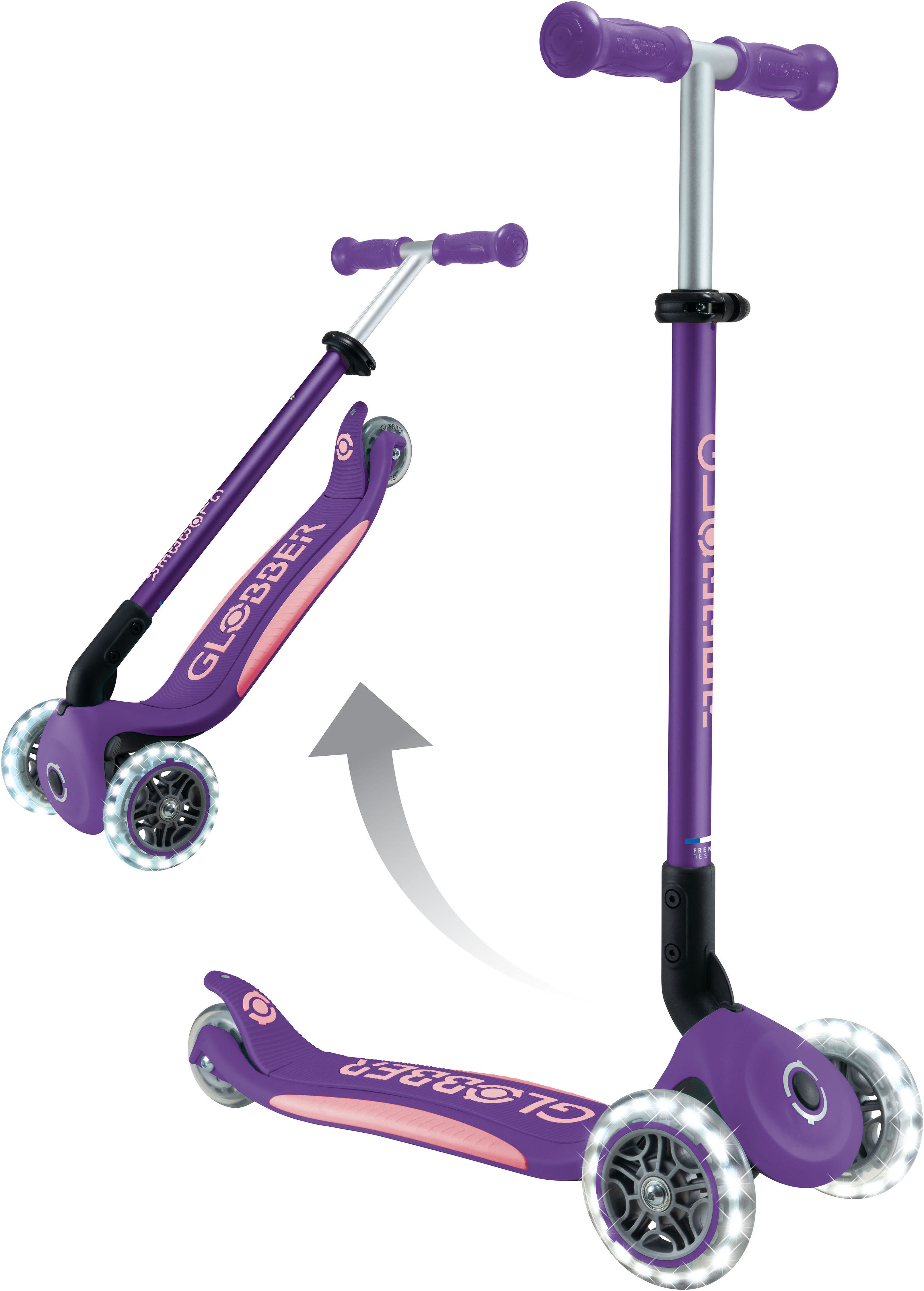 Globber Tretroller GLOBBER ELITE LIGHTS, mit Leuchtrollen