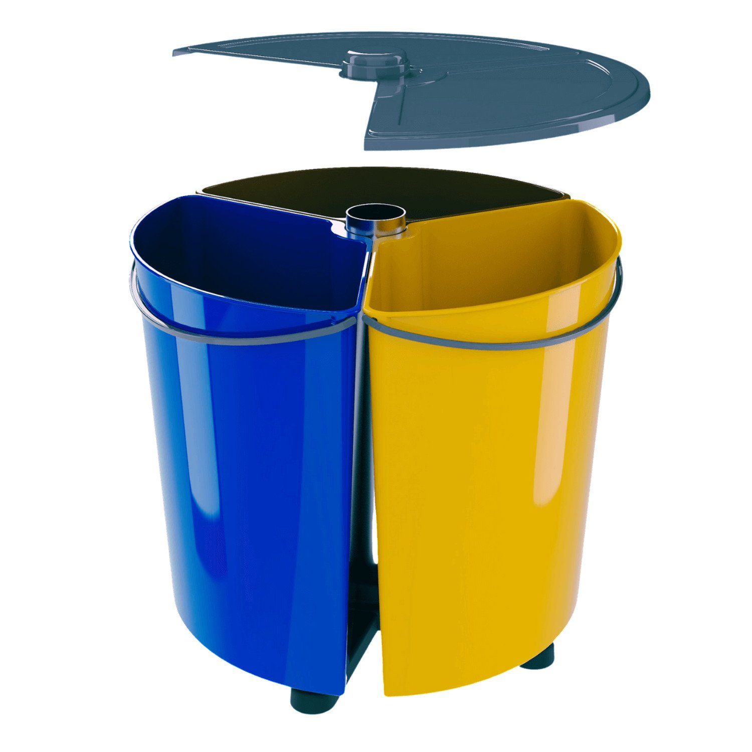 SMARTECO Mülleimer, Drehbarer runder Sortierabfallbehälter mit Deckel Recycling