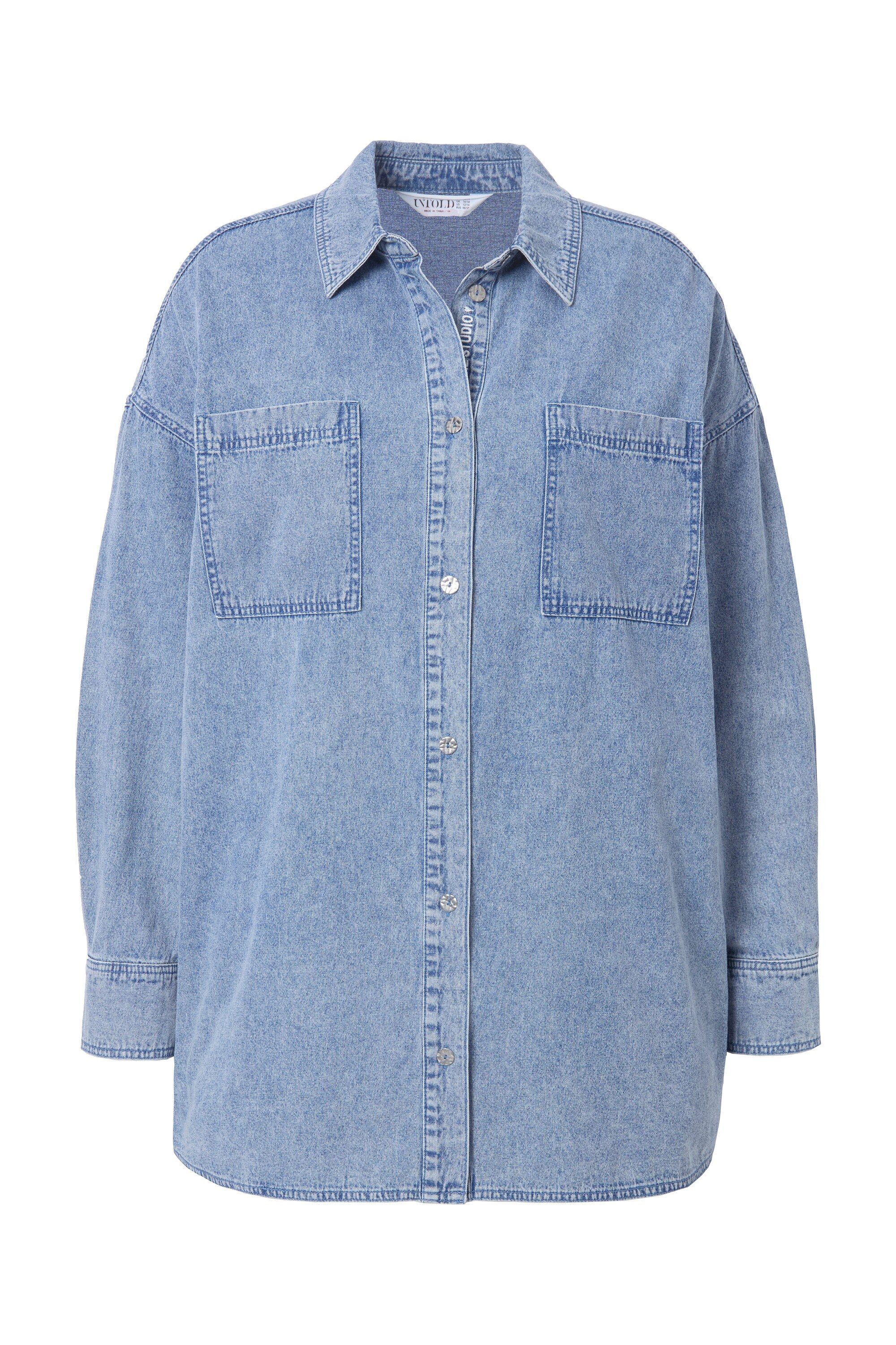 Studio Untold Hemdbluse Jeanshemd oversized Knopfleisten-Stickerei günstig online kaufen