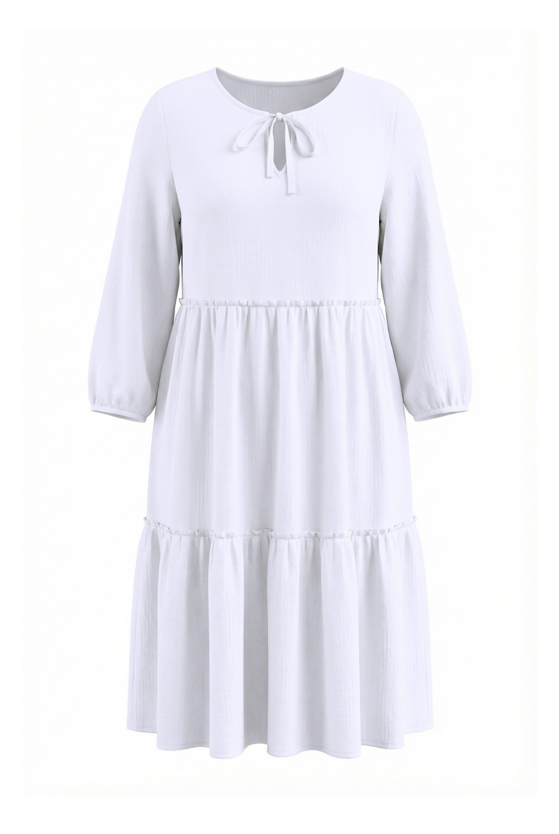 MIAMODA Jerseykleid Musselinkleid A-Linie Querrüschen 3/4-Ballonärmel