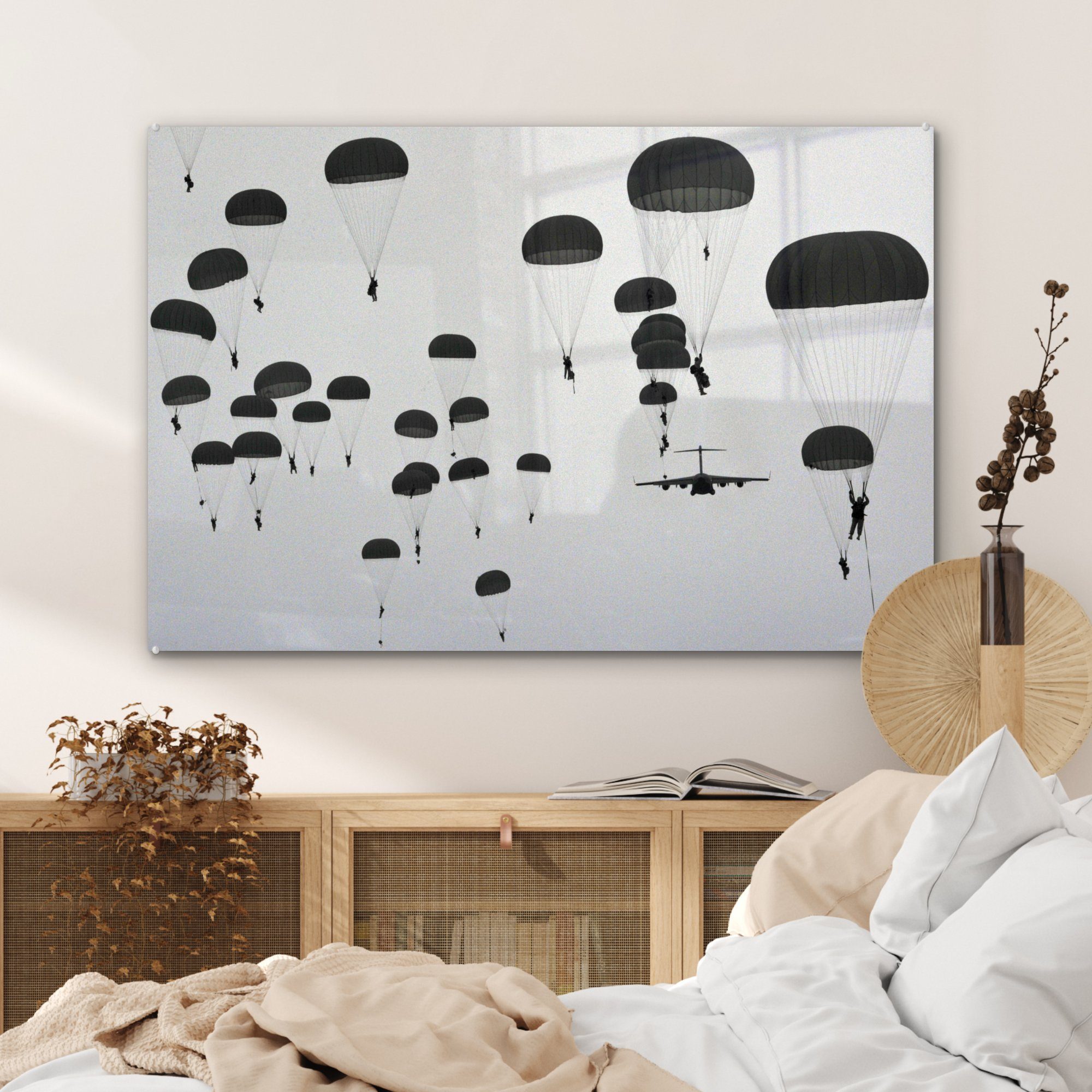 Acrylglasbild Flugzeuge St), Wohnzimmer & Fallschirm, (1 - MuchoWow Fliegen Schlafzimmer - Acrylglasbilder