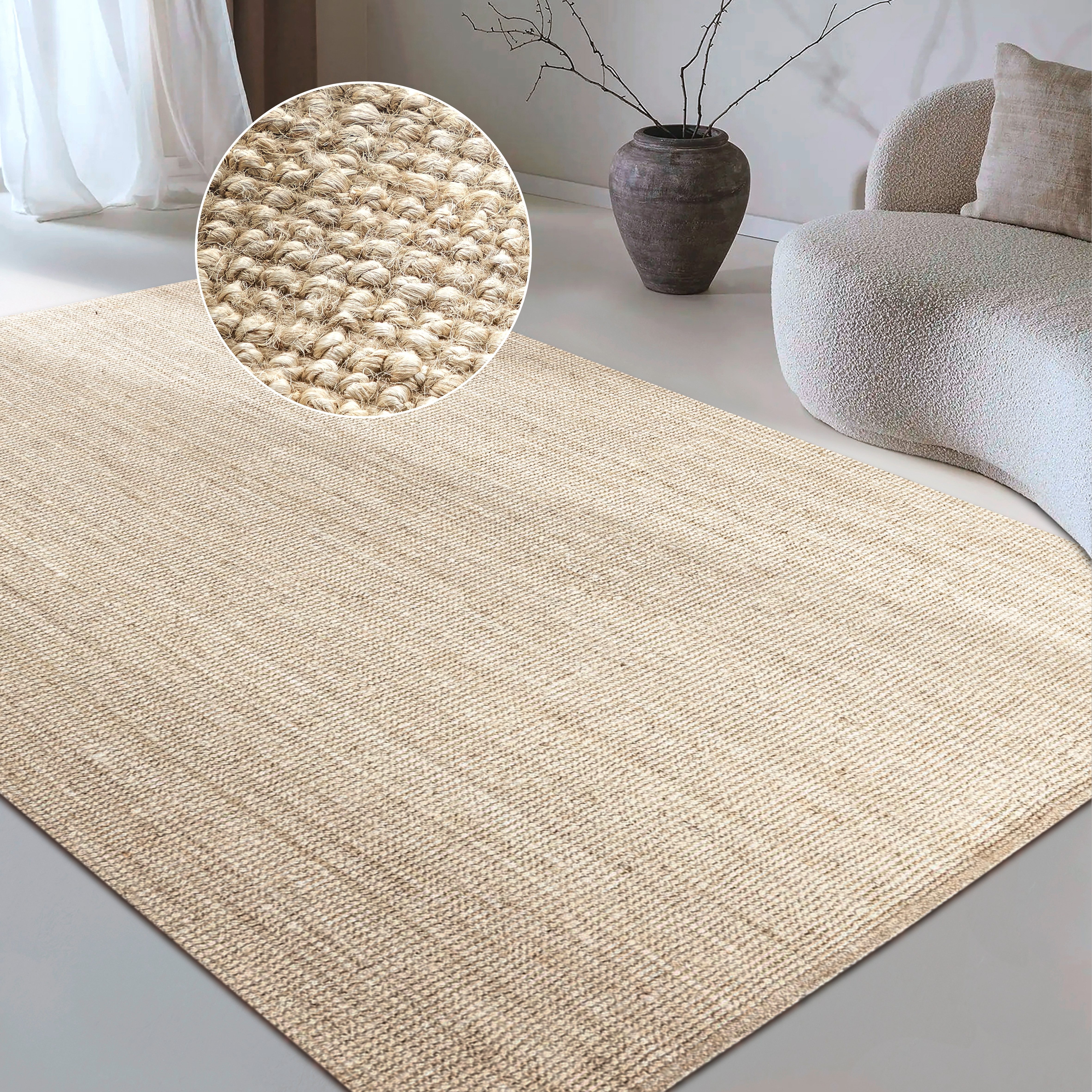 OTTO home Teppich Avot Juteteppich, rechteckig, Höhe: 10 mm, 100% Jutefaser, Läufer, Esszimmer, Wohnzimmer, Skandi