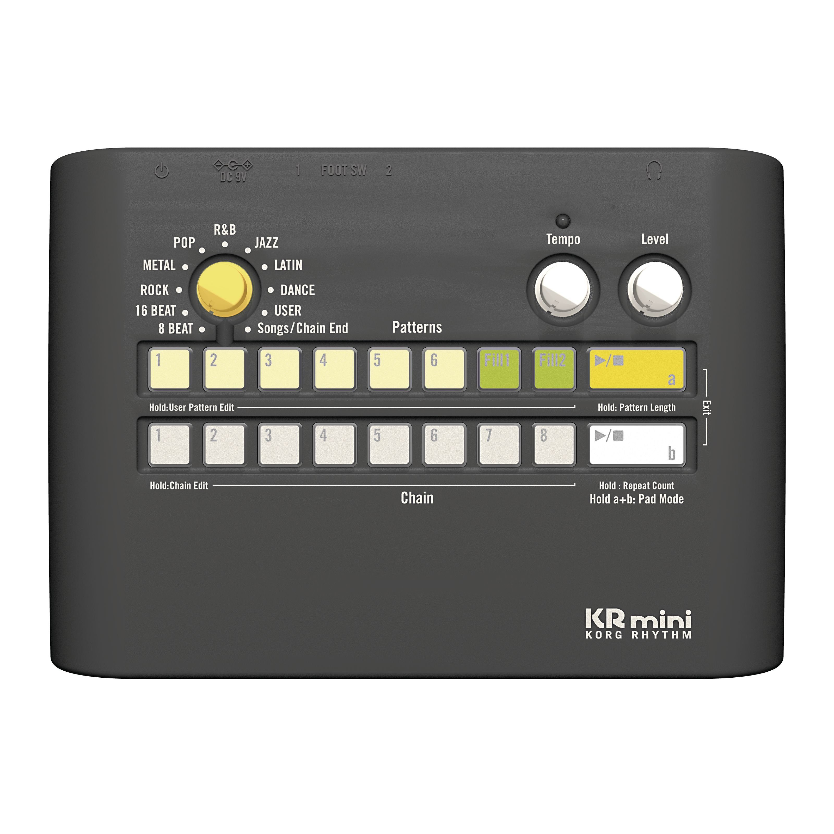 Korg Musikinstrumentenpedal, (KR mini Drumcomputer), KR mini Drumcomputer - Gitarrensynthesizer