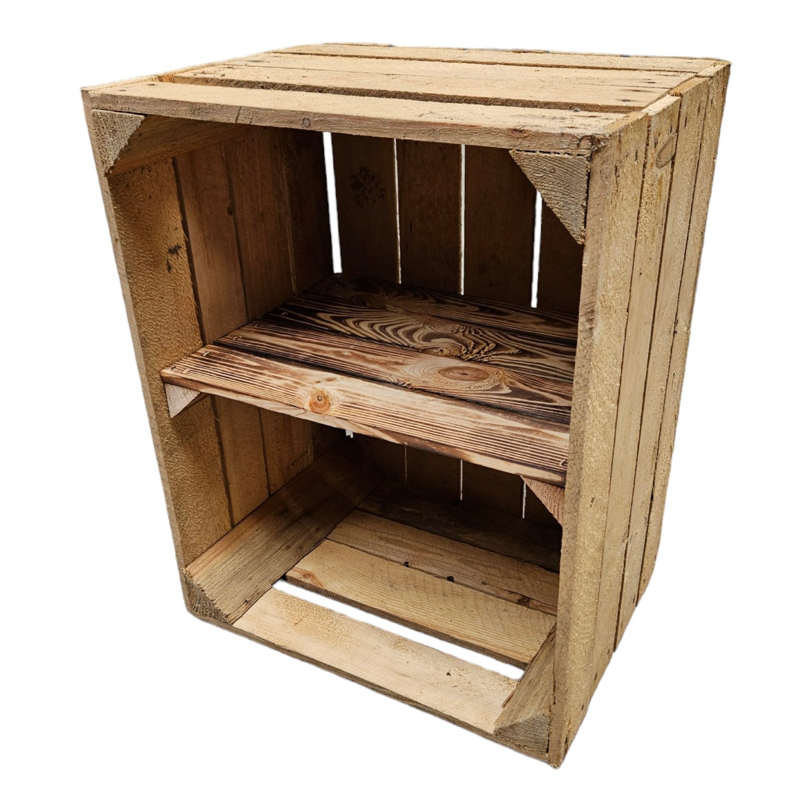 Holzkiste Obstkiste Vintage Natur mit Zwischenbrett 50 x 40 x 30cm