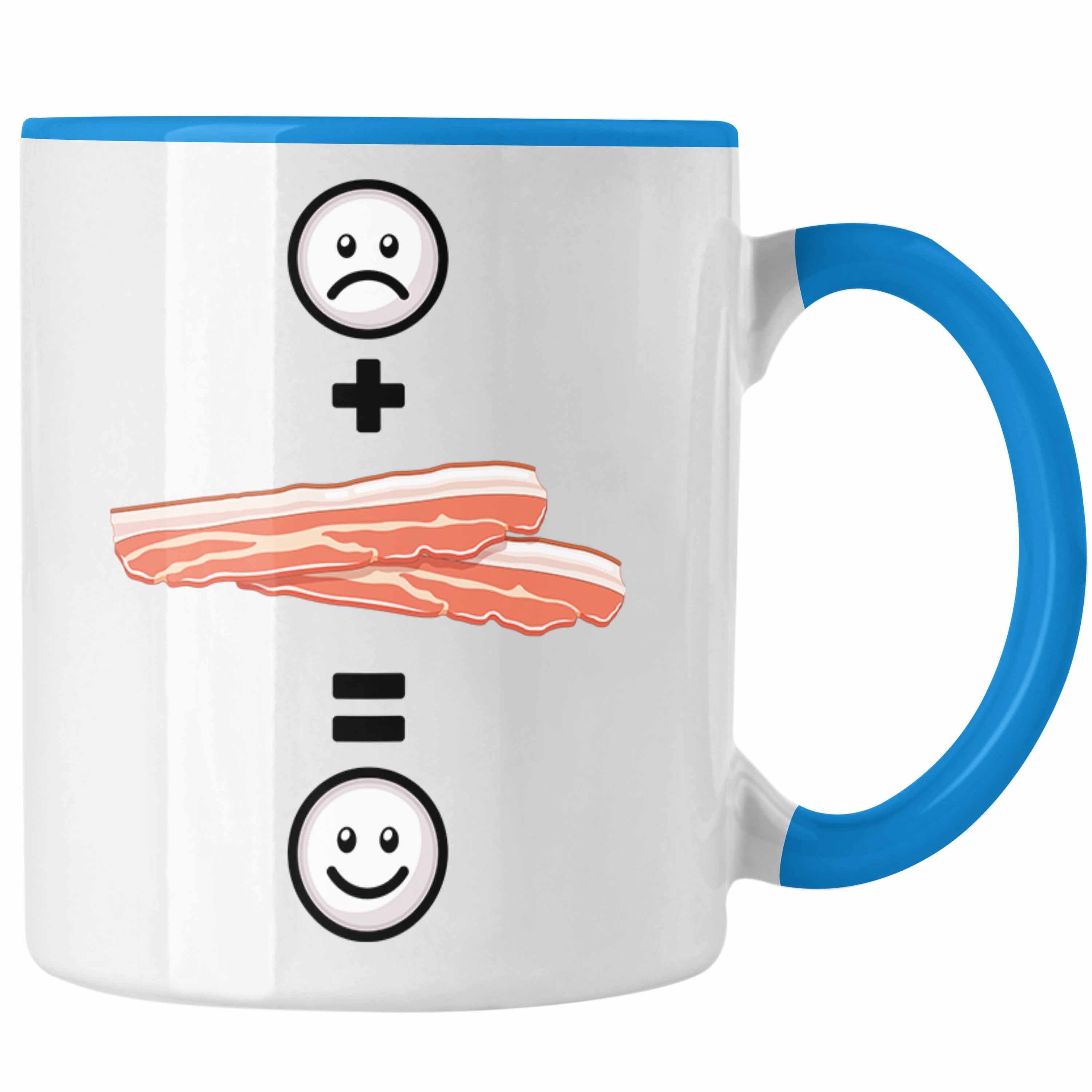 Trendation Tasse Bacon Tasse Geschenk für Bacon-Liebhaber Lustige Geschenkidee :(Bac Blau