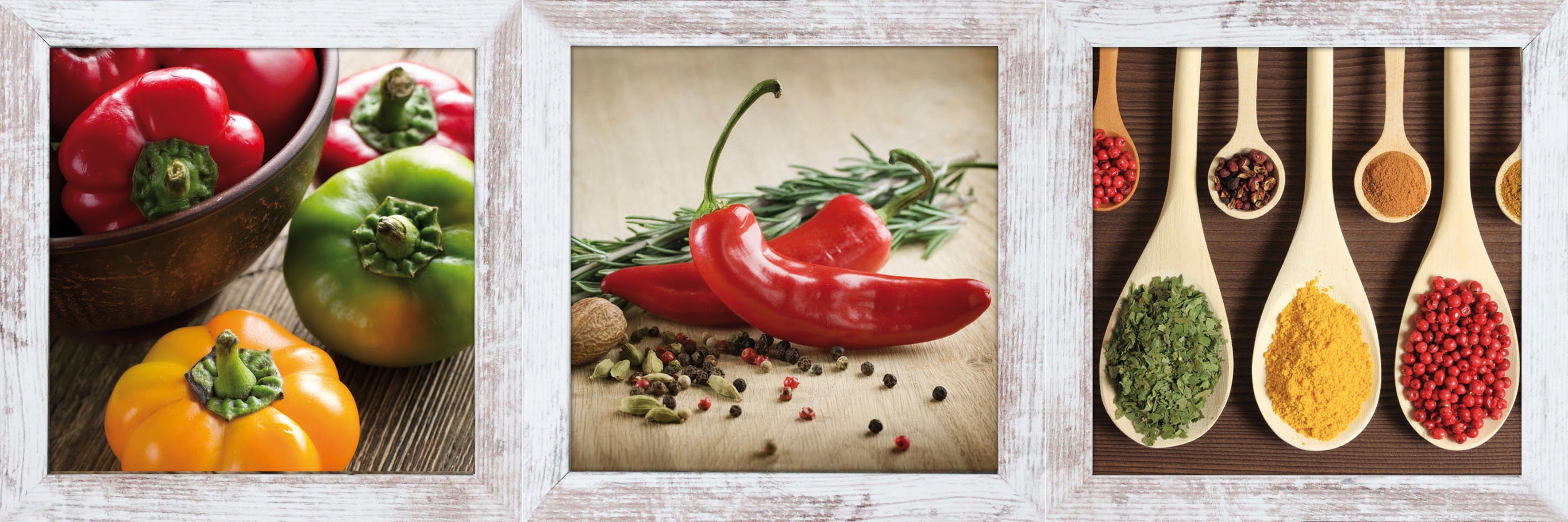Bönninghoff Bild mit Rahmen Paprika, Gewürze Kräuter Küche Deko, (1 St)