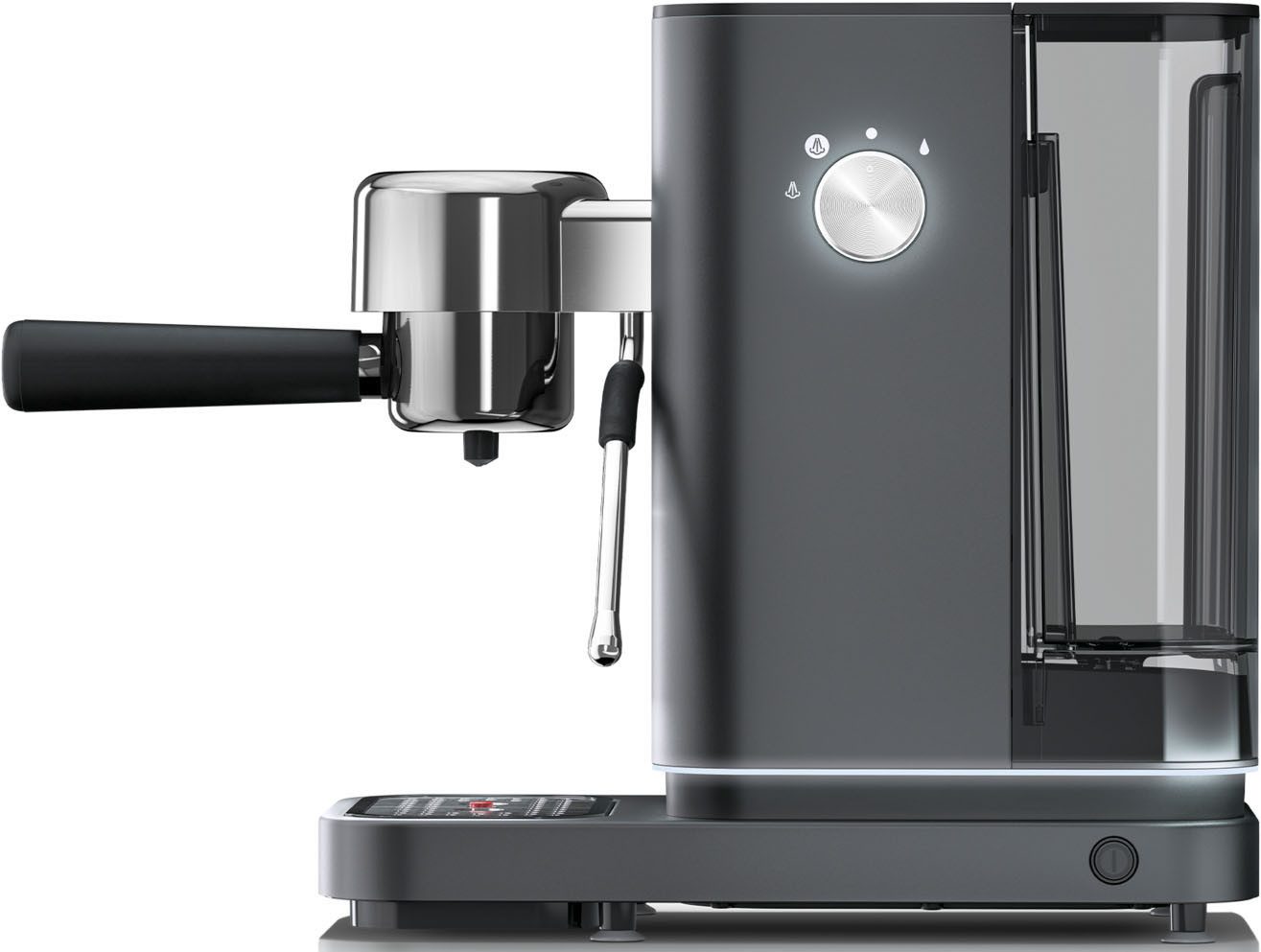 WMF Espressomaschine Lumero Stone Grey, inkl. 3 Einsätzen & Abschlagbox, für 1-2 Tassen, kompakt, LED-Beleuchtung, 15 bar, 1350 Watt, 1-Loch-Milchschaumdüse
