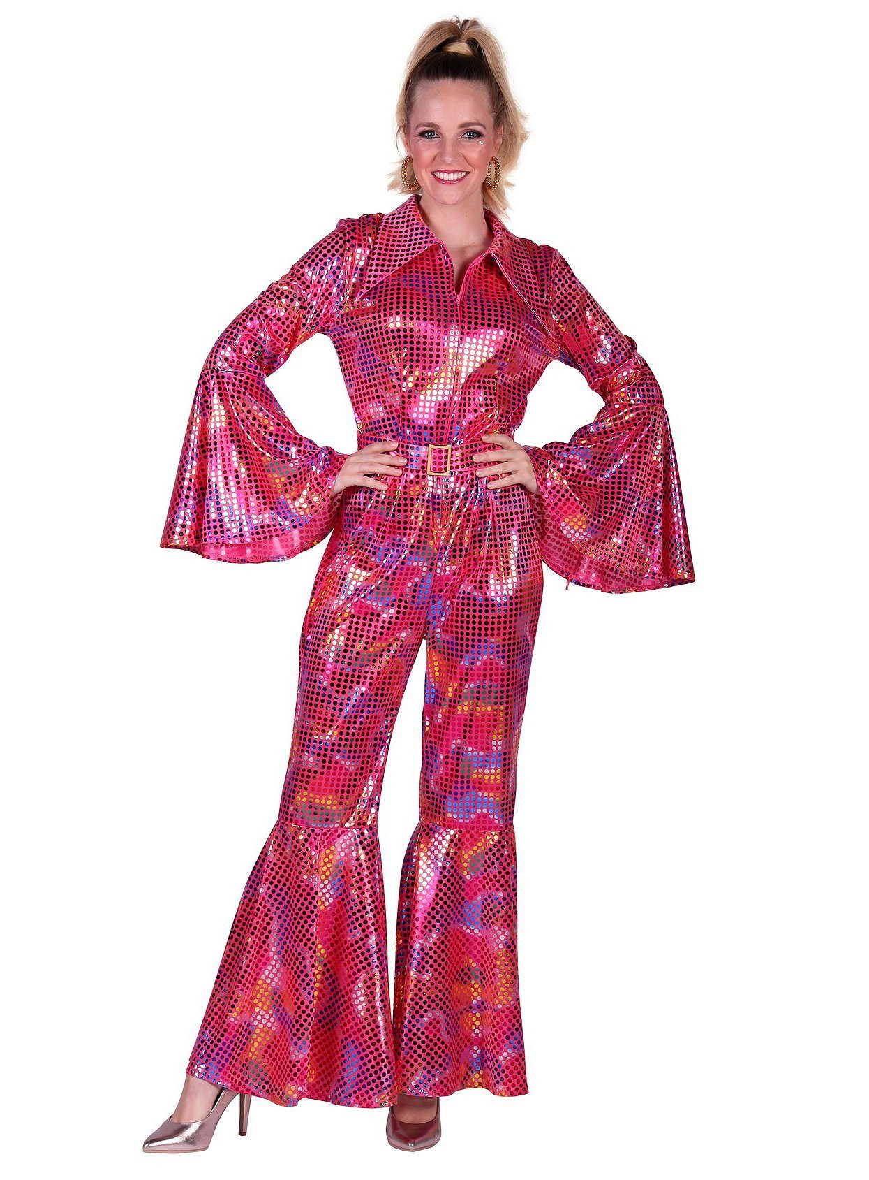 thetru Kostüm Disco Catsuit pink, Ein glänzendes Beispiel für eine 70er Jahre Dancing Queen!