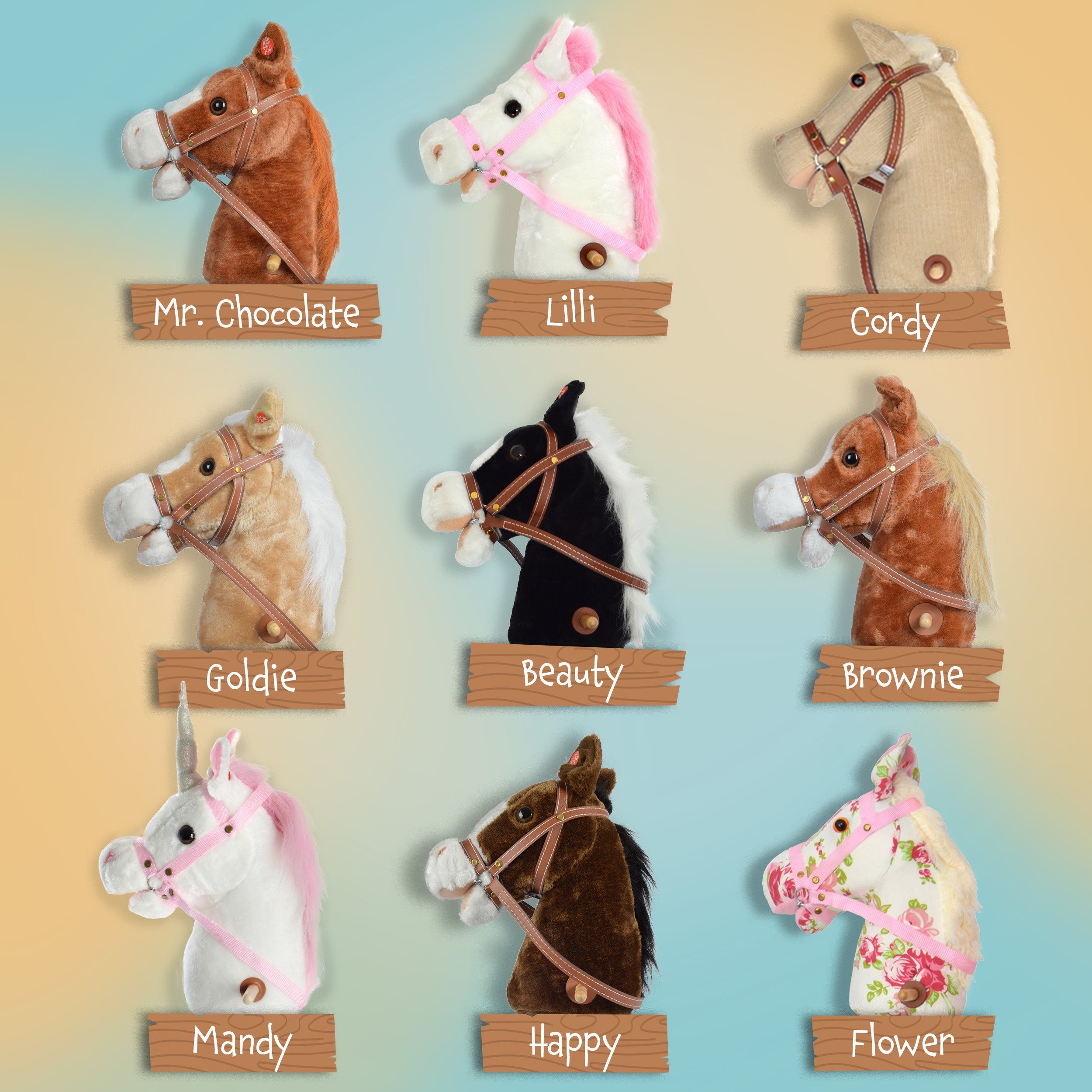 Halfter, Sounds, Steckenpferd, Horse mit Hobby Papaya Steckenpferd inkl. Cordy mit Pink Rollen