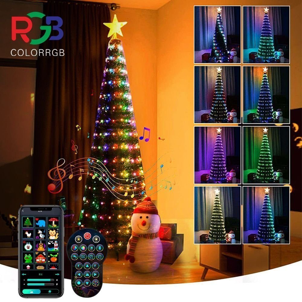 JOYOLEDER LED-Lichterkette Weihnachtsbaum Lichterkette Deko LED mit Sternspitze