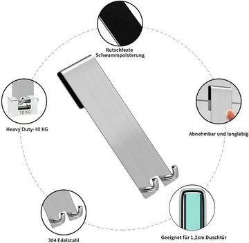 CALIYO Handtuchhaken Haken Duschwand Duschhaken ohne Bohren 2-Tlg Handtuchhaken Rasierer, glastüren mit einer Dicke von weniger als 12 mm geeignet, Haken aus Rostfreiem Edelstahl Keine Installation