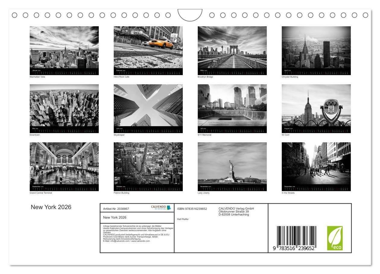 Thumbnail - CALVENDO Wandkalender New York 2026 (Wandkalender 2026 DIN A4 quer), CALVENDO Monatskalender