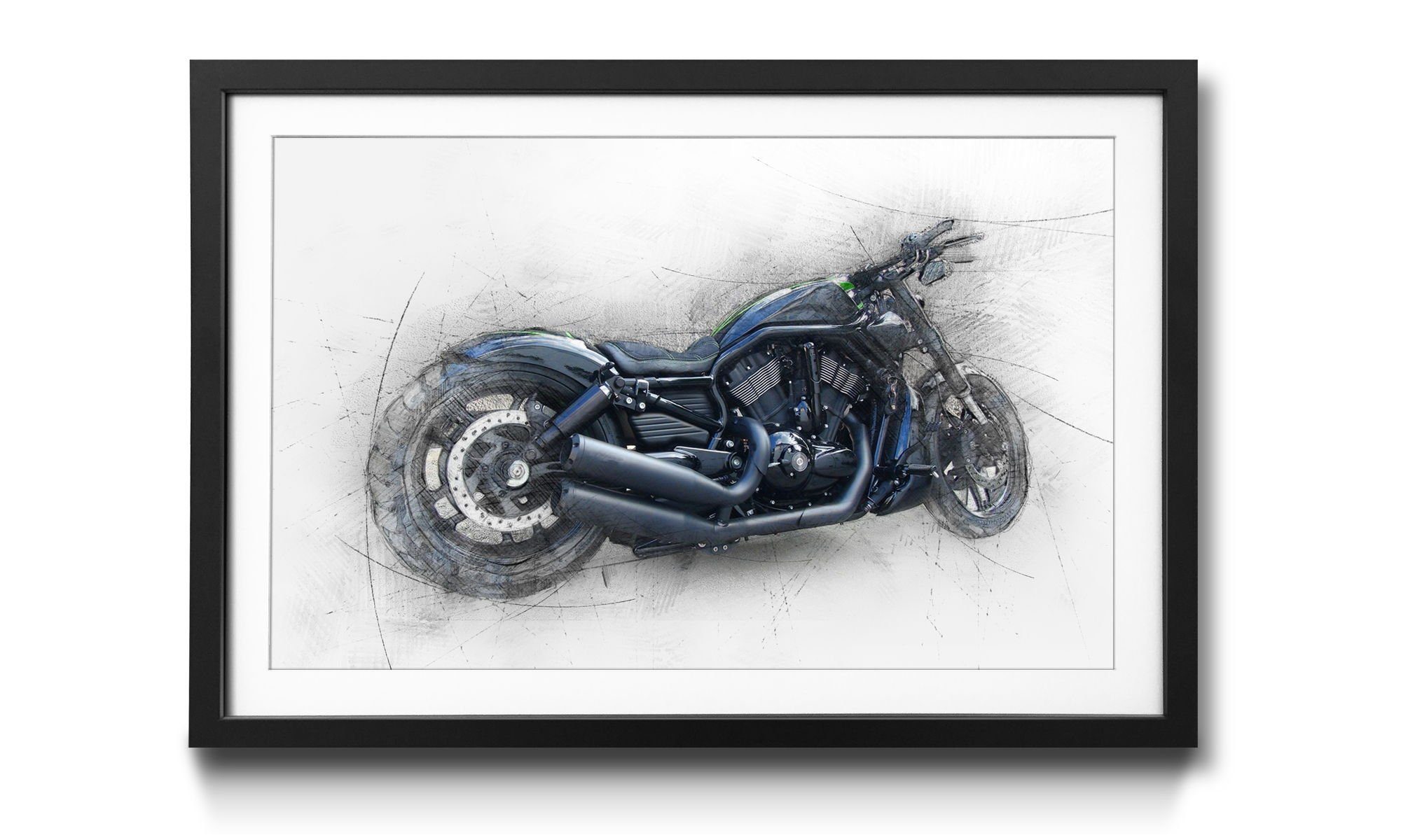 Größen erhältlich Full Bild Power, in mit 4 Motorrad, Rahmen WandbilderXXL Wandbild,