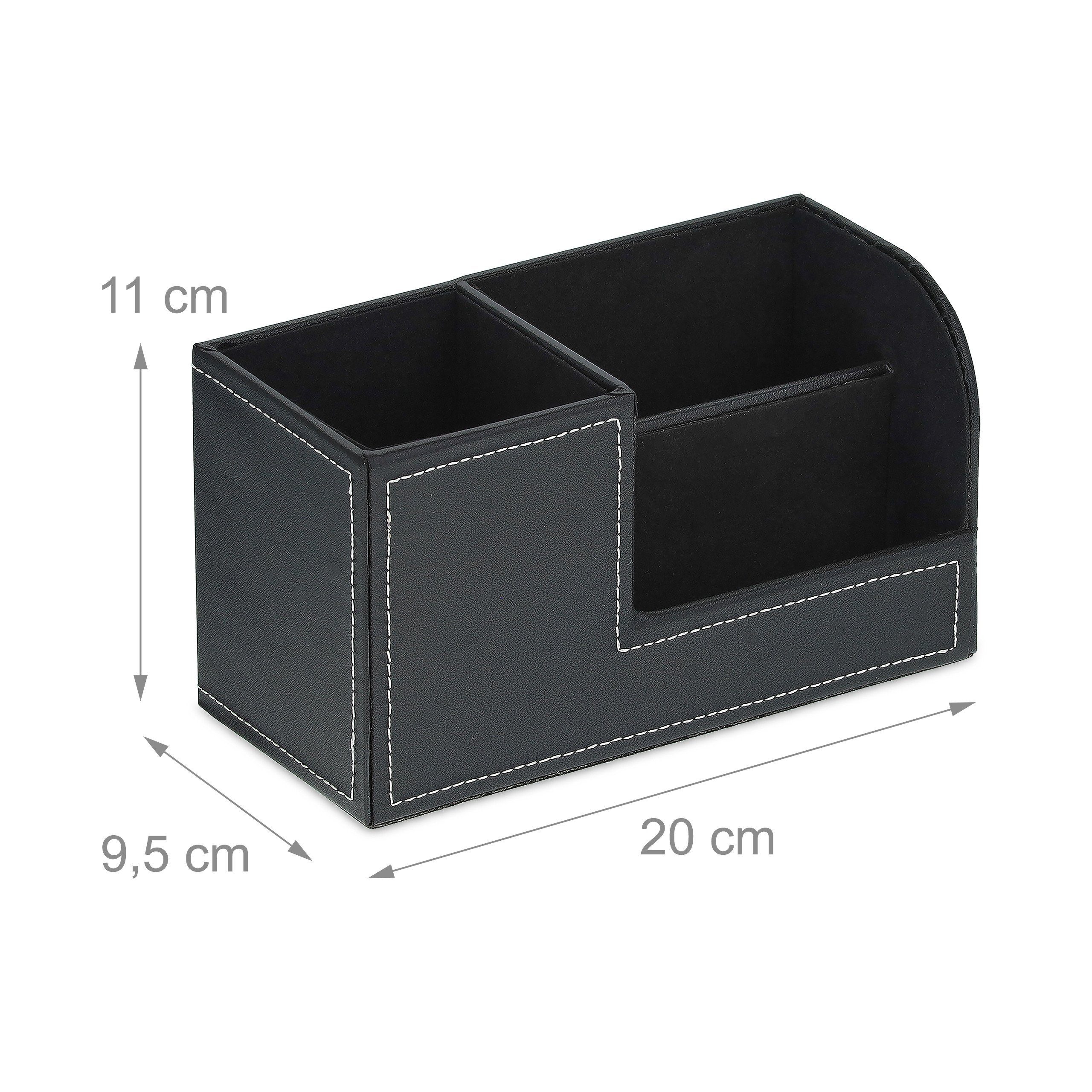 relaxdays Organizer Schreibtisch Organizer Kunstleder (1 St), schwarz – Bild 4 von 5