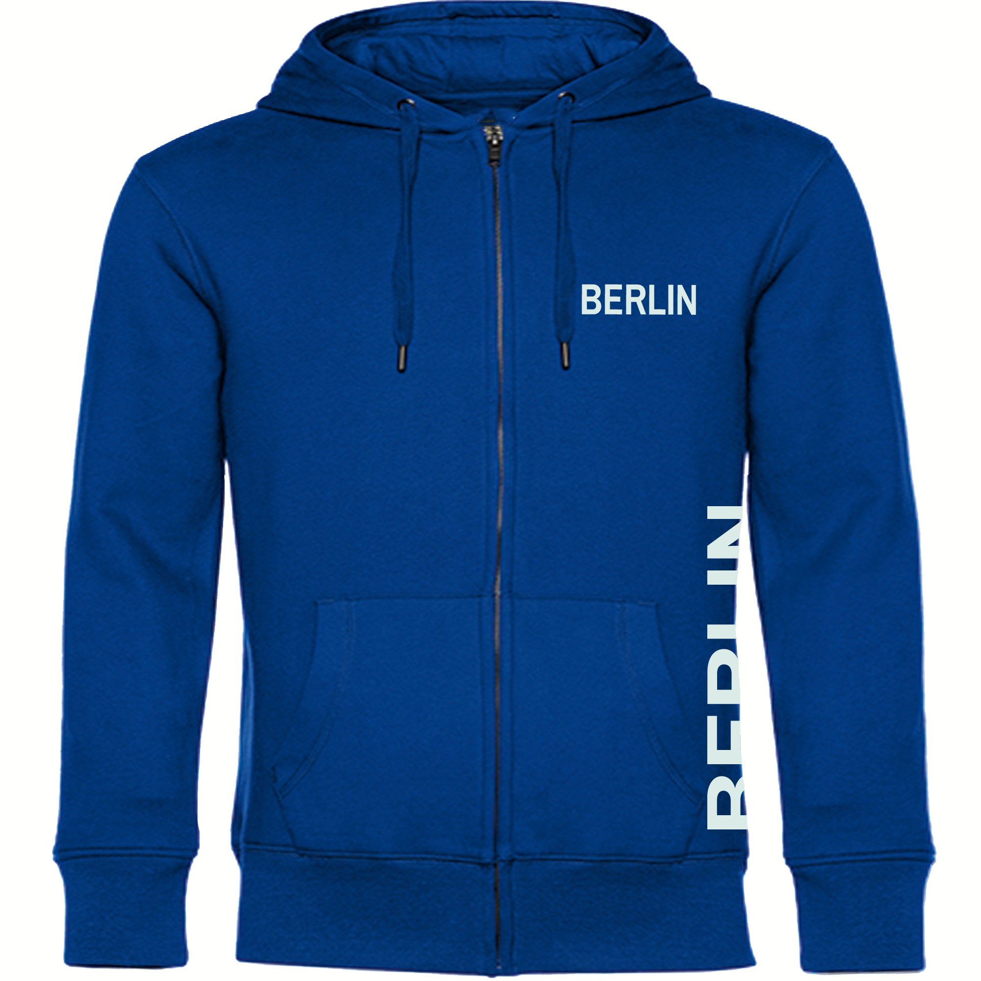 multifanshop Kapuzensweatjacke Berlin blau - Brust & Seite - Sweat