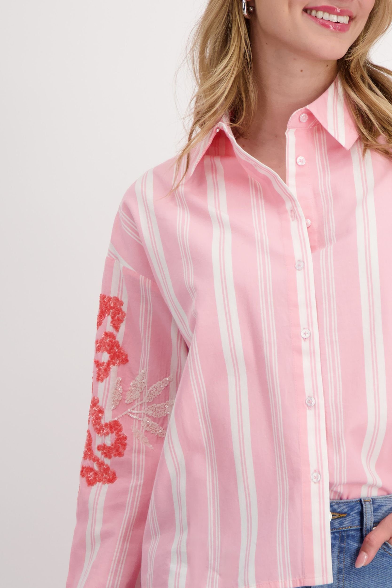 Monari Druckbluse Bluse, pink smoothie gemustert