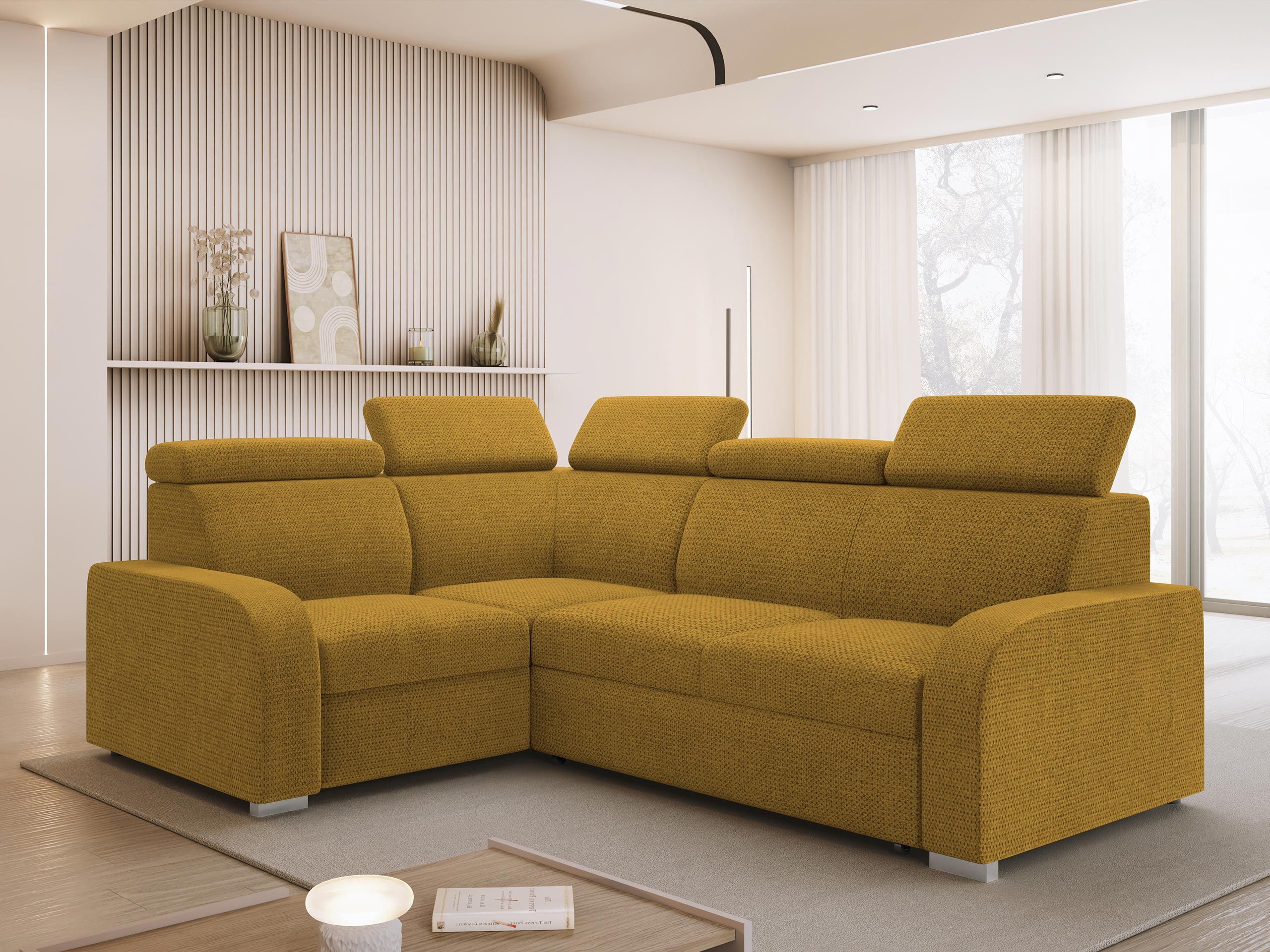 MIRJAN24 Ecksofa Oslo 2rR1 80, mit Schlaffunktion, L-Form, Einstellbare Kopfstützen, 250x200x85-100 cm