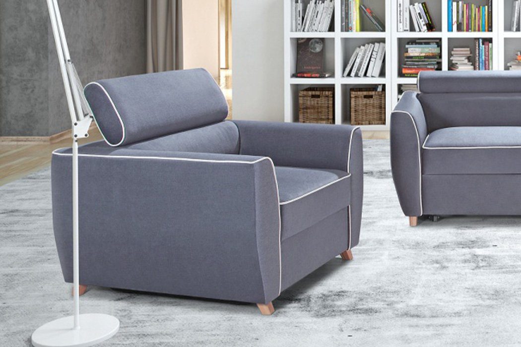 1Sitzer Sessel JVmoebel Designer Stoff Fernseh 1er Relax Club Polster Stuhl Textil Lounge Sessel,