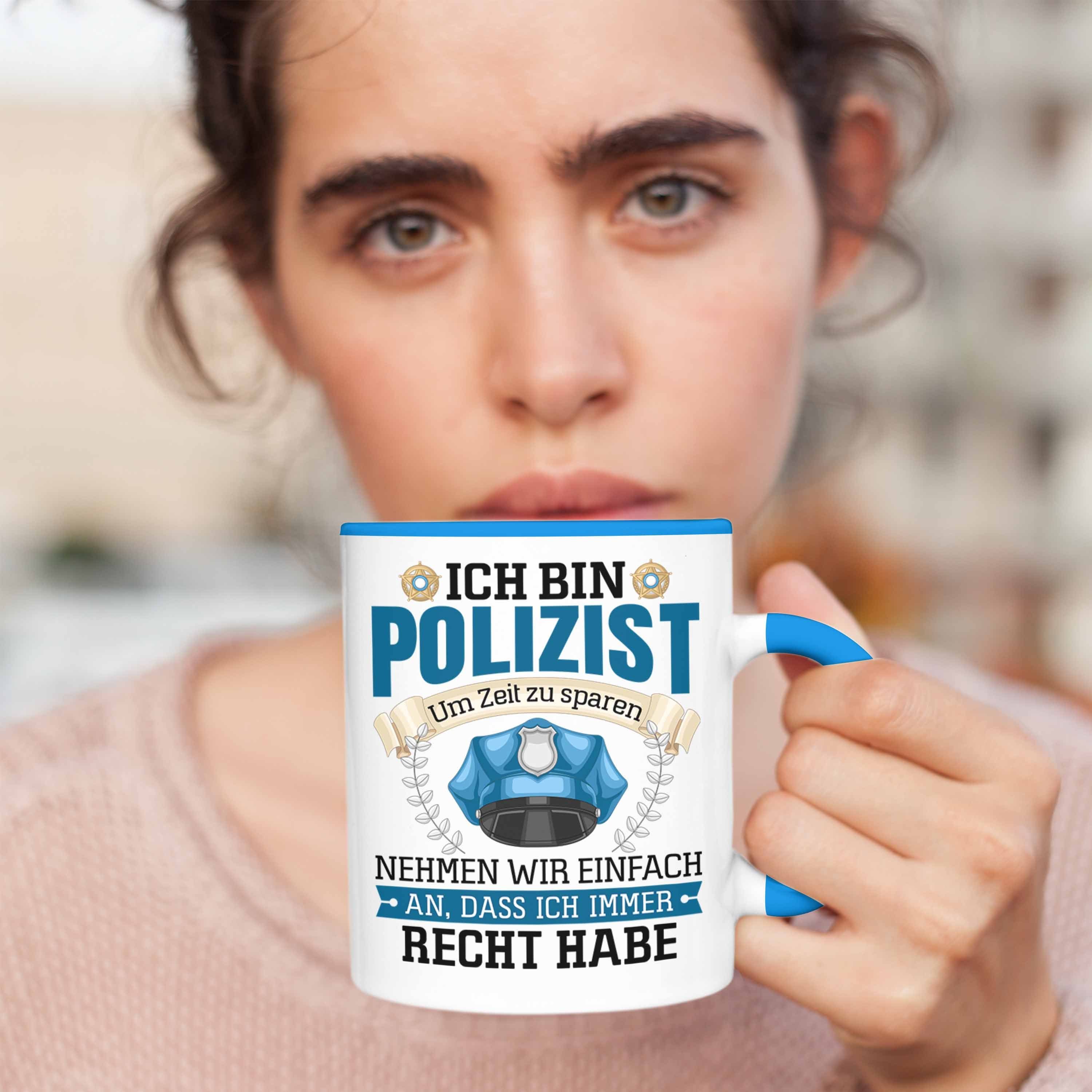 Trendation Blau Bester Lustiger Männer Polizei Tasse Geschenk Tasse Spruch Polizist