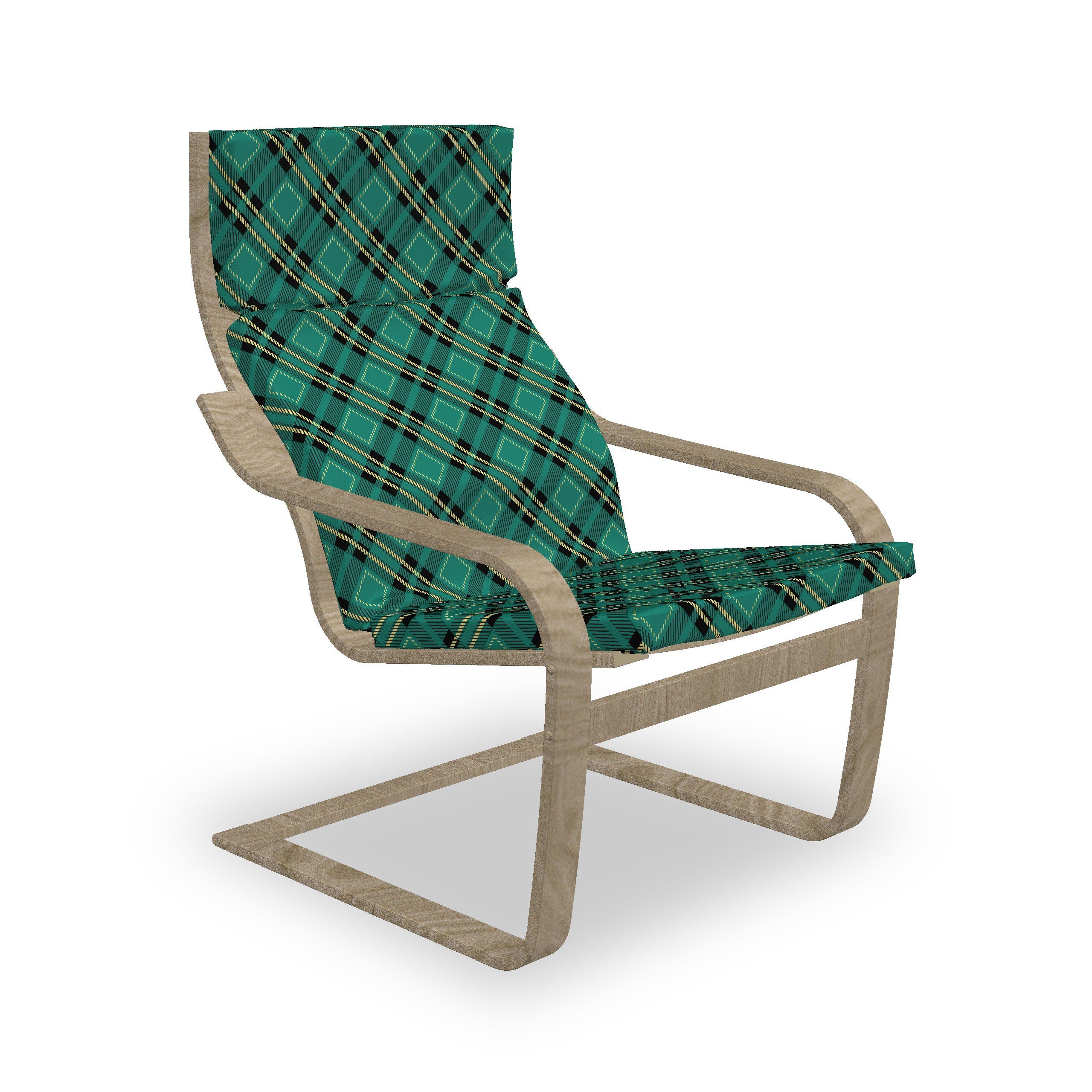 Abakuhaus Stuhlkissen Sitzkissen mit Stuhlkissen mit Hakenschlaufe und Reißverschluss, Keltisches Grün Diagonale Linien Kunst