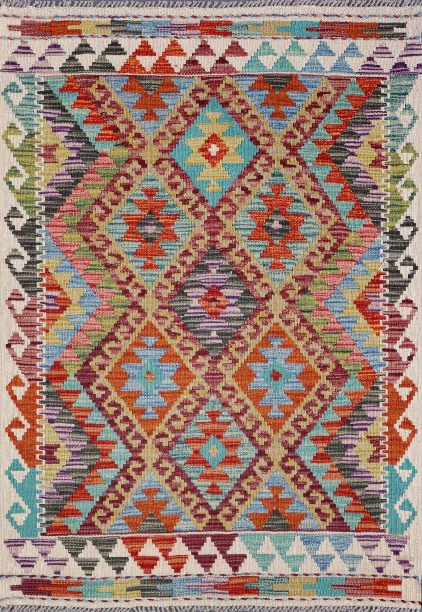 Orientteppich Kelim Afghan 90x126 Handgewebter Orientteppich, Nain Trading, rechteckig, Höhe: 3 mm