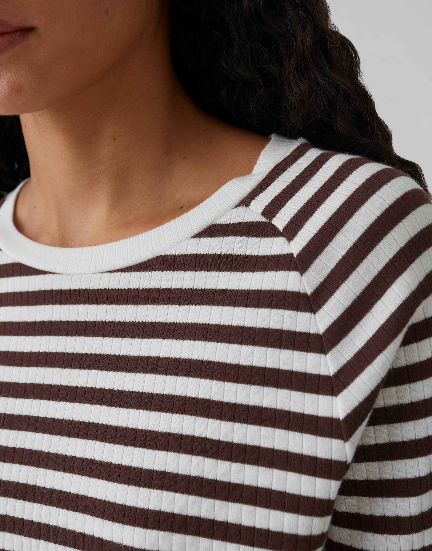 OPUS Longsleeve SORKA mit geringeltem Rippjersey Schmale Passform, gerader Schnitt, Langarm, Rippstruktur