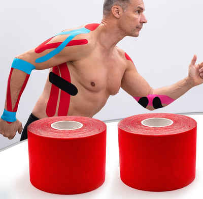 Axion Kinesiologie-Tape Kinesio-Tape - Wasserfestes Tape in rot je 500 x 5 cm, Physiotape (Set, 2-St)