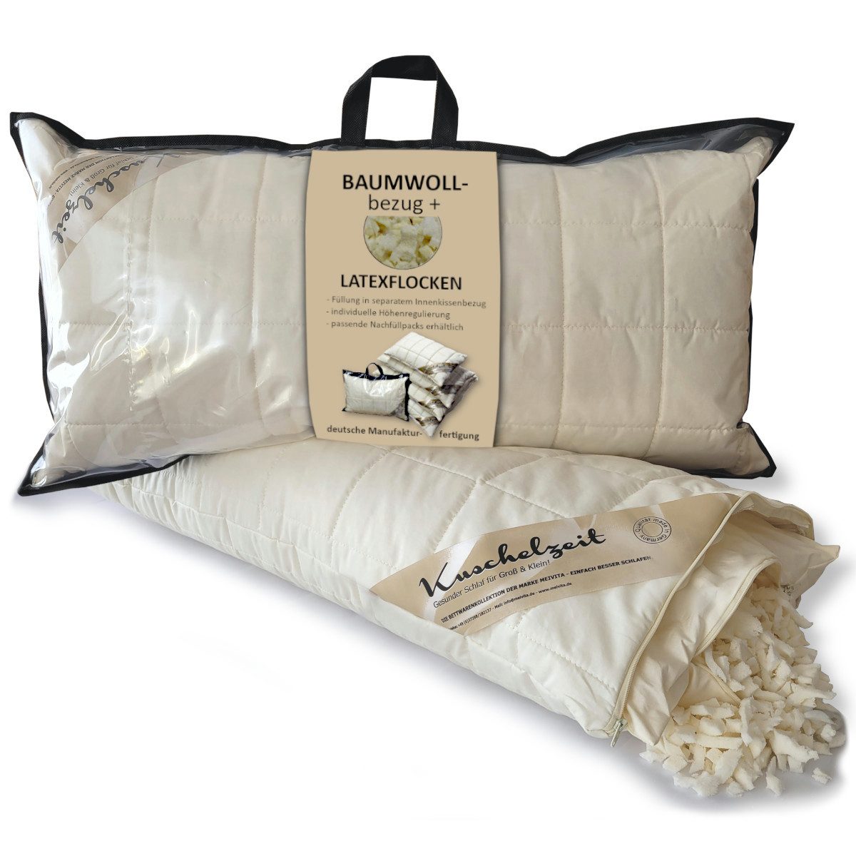 Meivita Kopfkissen Kissen mit Latexflocken und Baumwollbezug Bezug waschbar günstig online kaufen