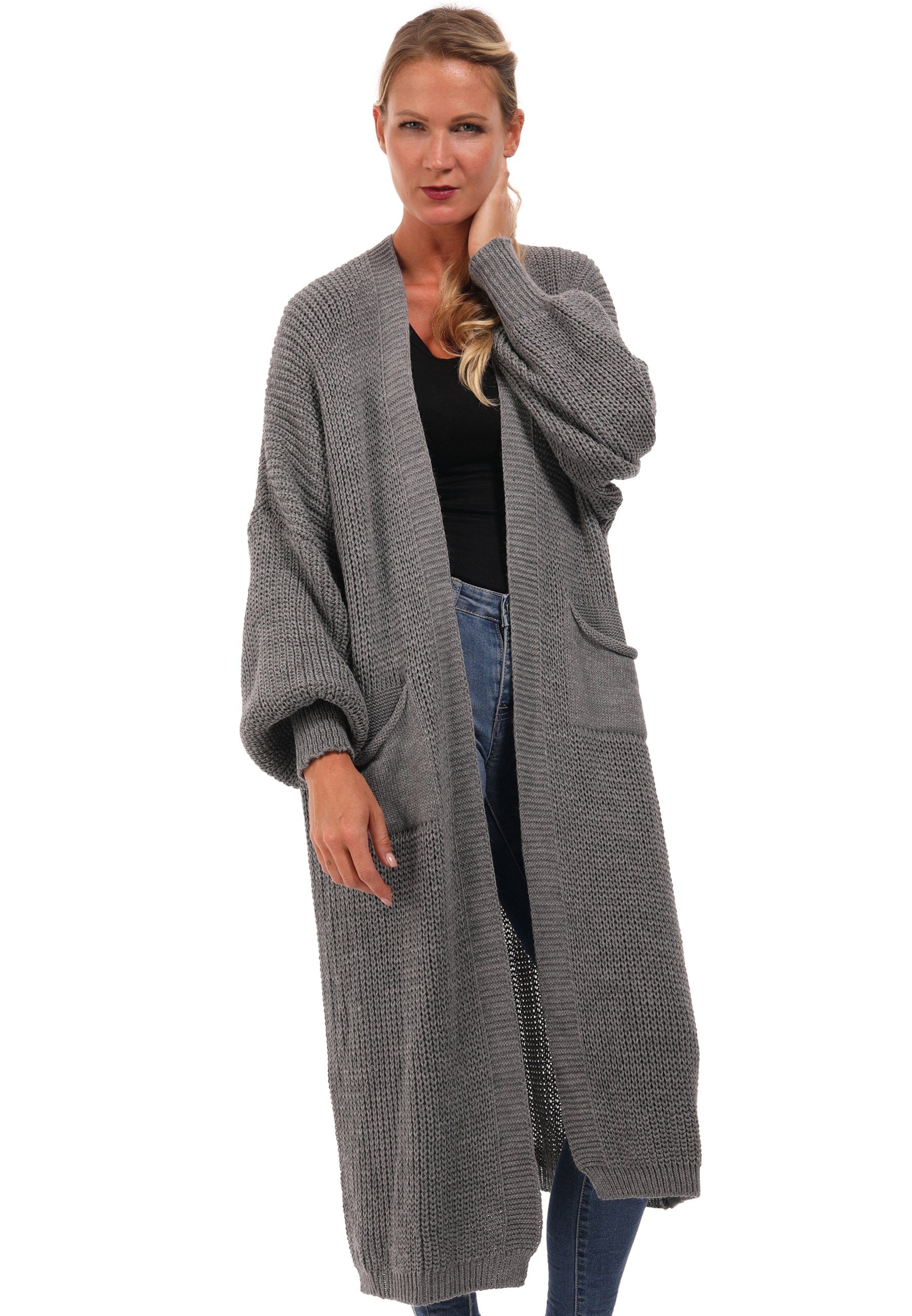 YC Fashion & Style Strickmantel Cardigan Strickjacke Casual verschlusslos Jacke One Size (1-tlg) Oversize Strickmantel mit Taschen