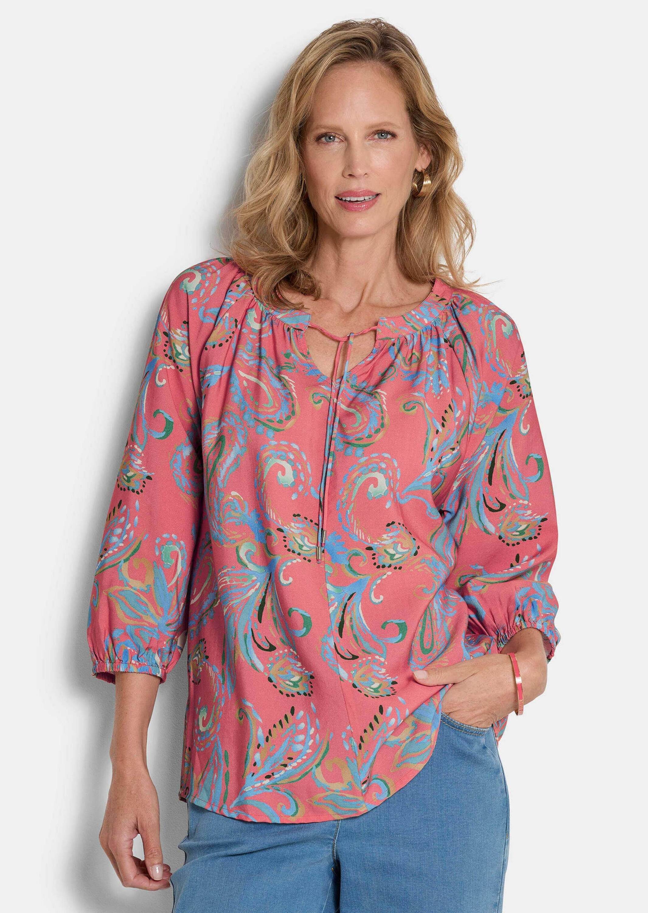 GOLDNER Schlupfbluse Viskosebluse mit Paisley-Muster Schlupfbluse mit Rundh günstig online kaufen