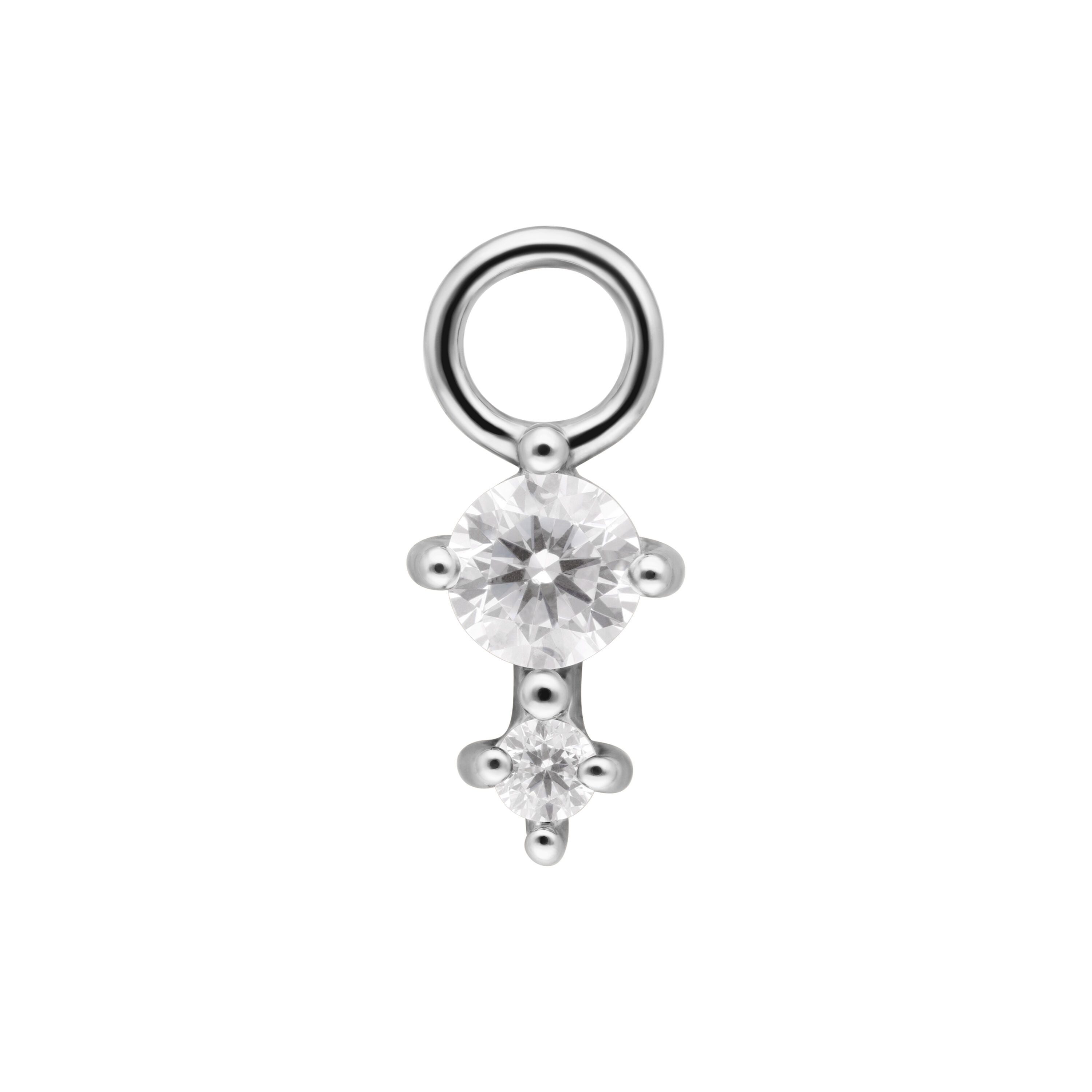 Wildcat Piercing-Set Double Round Crystal Pendant für Ohr, 1 Stück, Chirurgenstahl 316L - wasserfest, hautverträglich, Silber