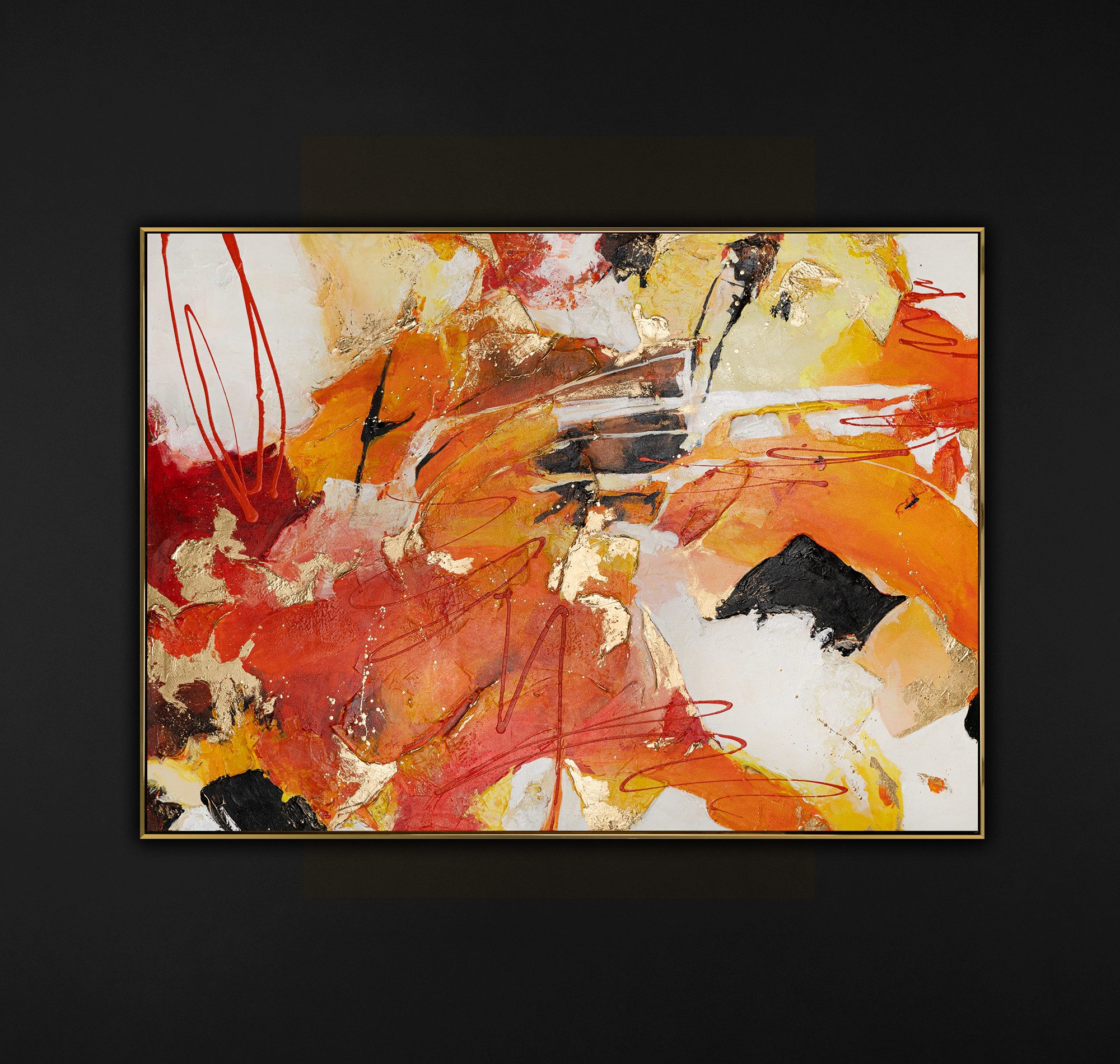 YS-Art Gemälde Orangene Explosion, Abstraktion, Abstraktion günstig online kaufen