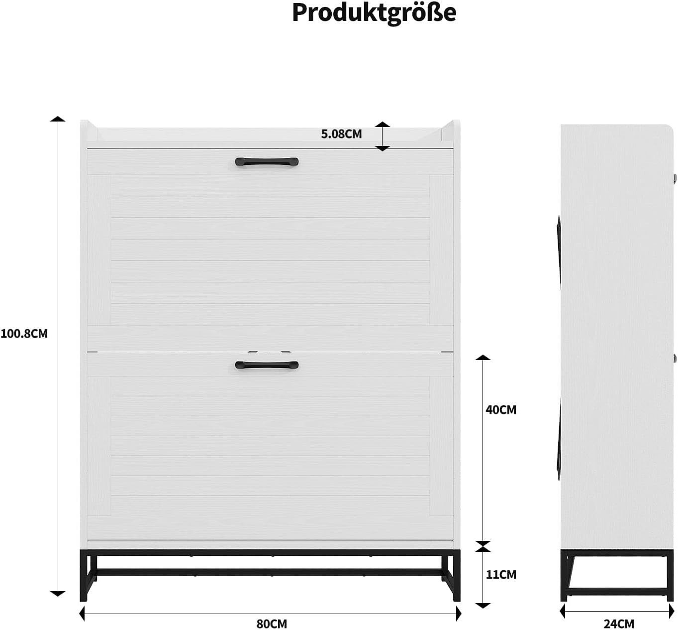 VOWNER Schuhschrank mit 2 Klappen, Verstellbar für 12 Schuhe (1-St) Weiß, g günstig online kaufen
