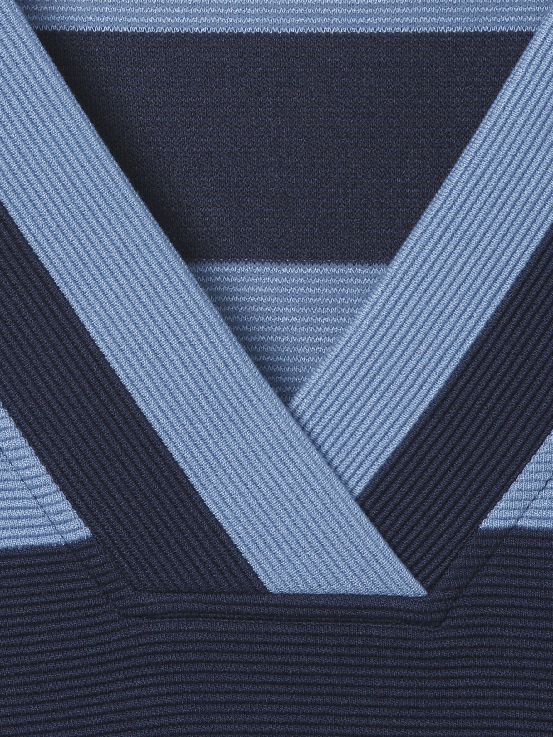 / mit bleu indigo FRAPP V-Ausschnitt-Pullover Logo-Applikation