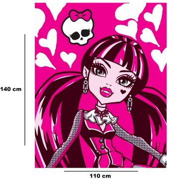 Tagesdecke Monster High Kinder-Decke Beauty Draculaura 110x140 cm, BERONAGE, kuschelweich