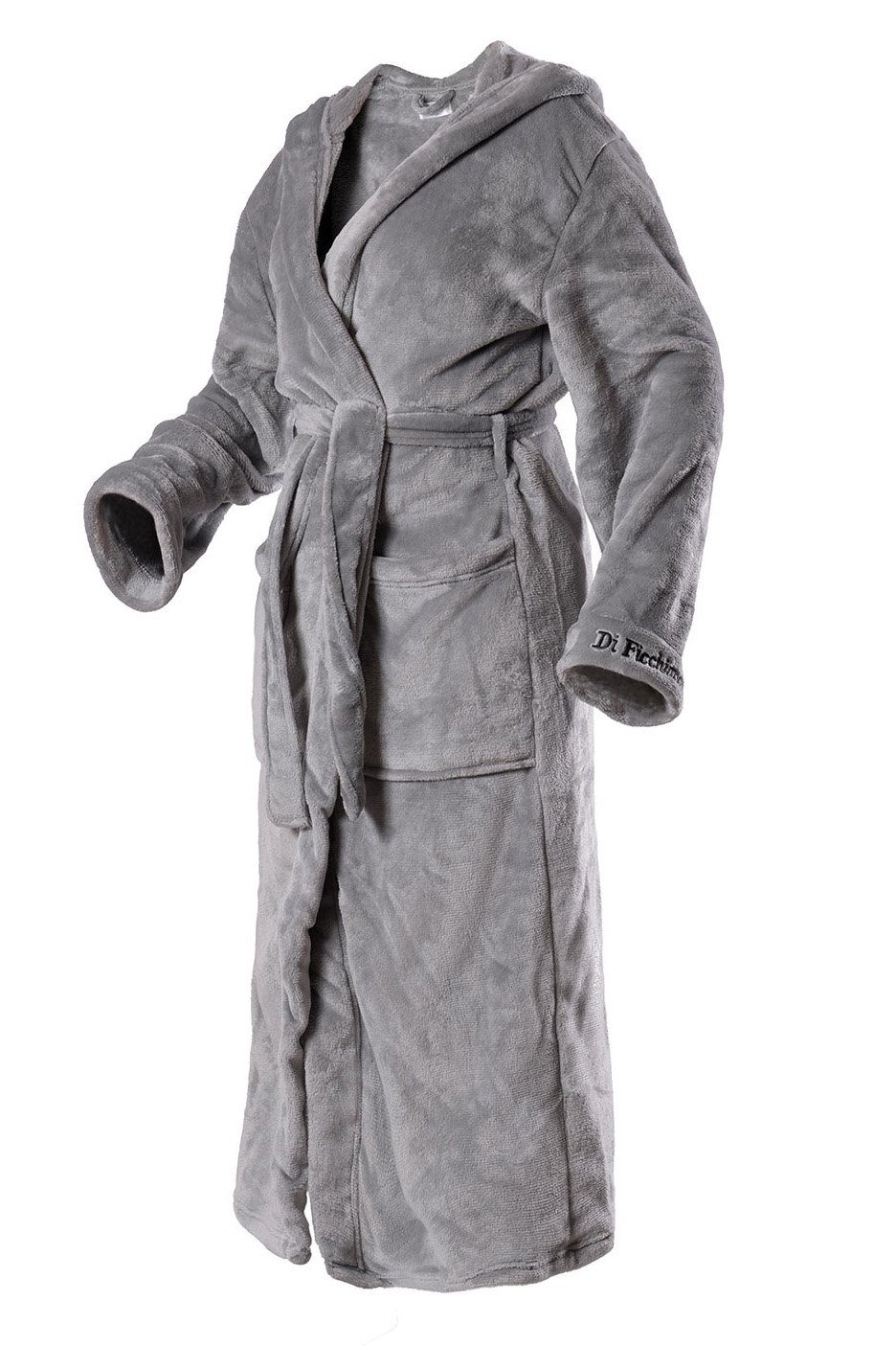 Di Ficchiano Bademantel Di Ficchiano Unisex Herren Damen Bademantel mit Kapuze I Größen XXS -, Polyester, Kapuze, Bindegürtel