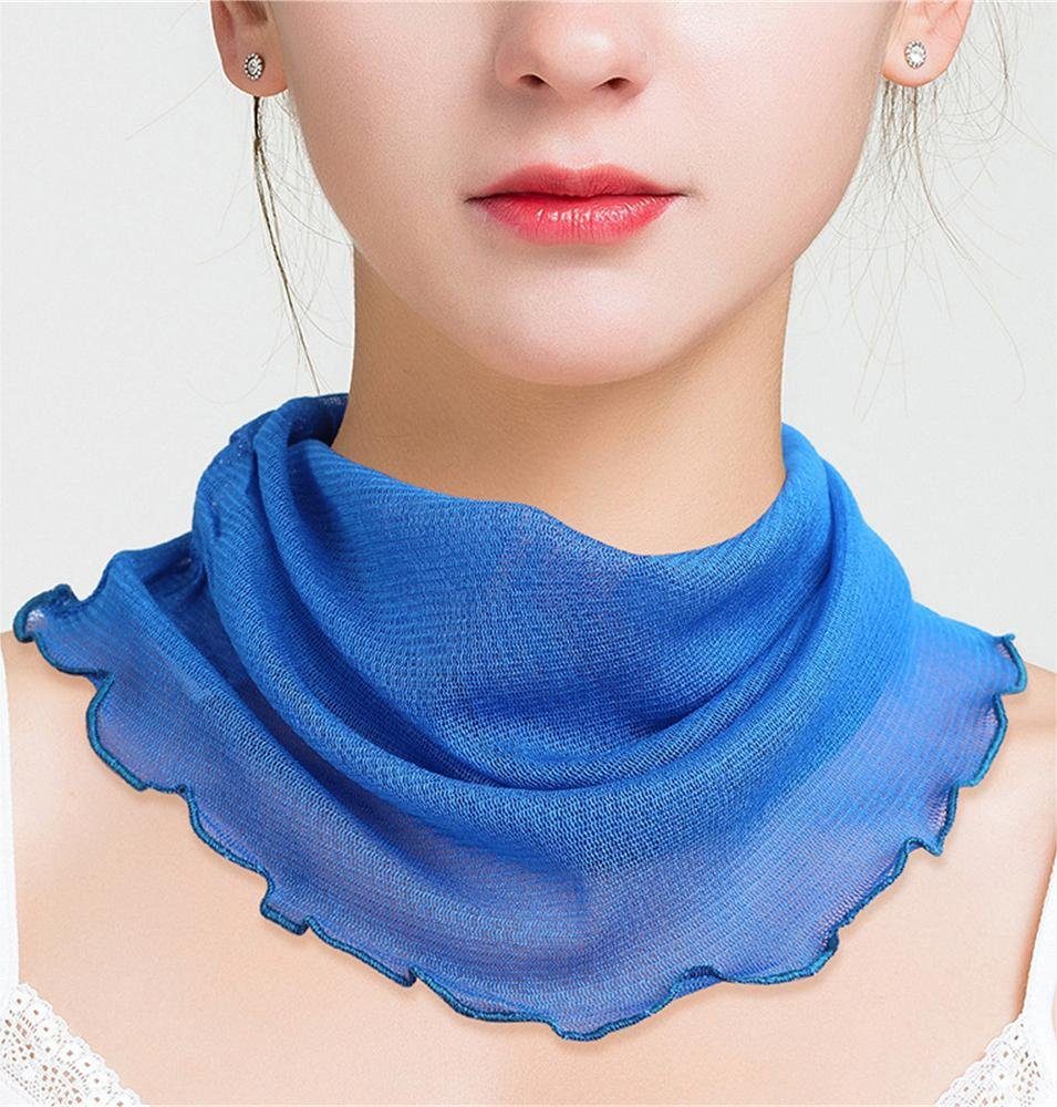 Rouemi Modeschal Damen Loop Schal, reine Seide Tüll schal, winddicht und warm Blau