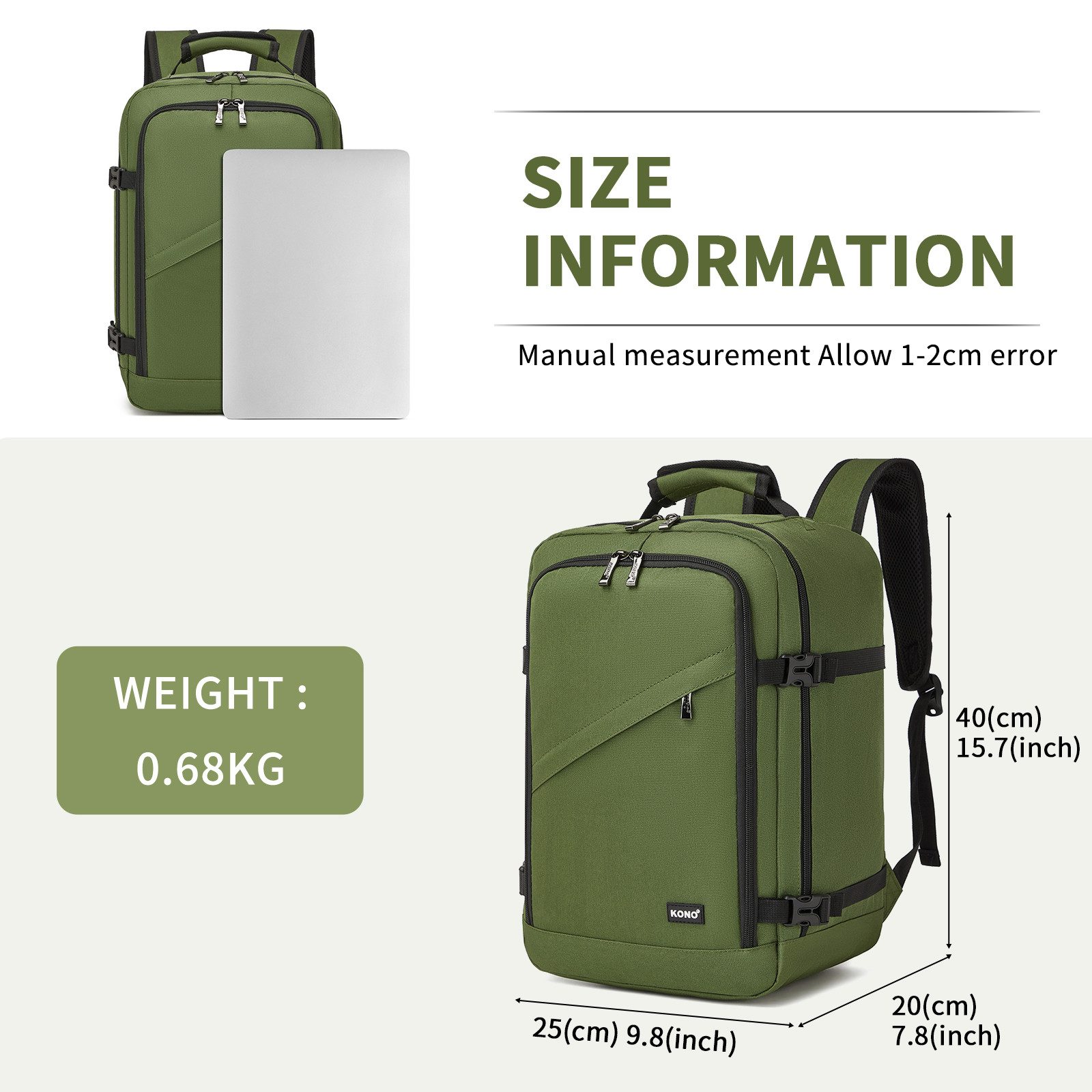 KONO Rucksack Handgepäck-Rucksack mit vielen Fächern Leichtgewicht günstig online kaufen