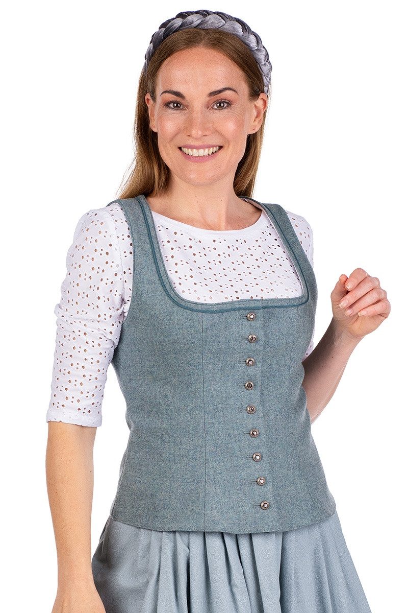 Trachtenbluse Herbst Mieder - STORO - retro sky blue
