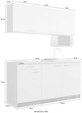 RESPEKTA Küche Luis, Duo Kochfeld, wahlweise mit Mikrowelle, Korpus Eiche Sägerau, Breite 150 cm, in exclusiver Konfiguration für OTTO