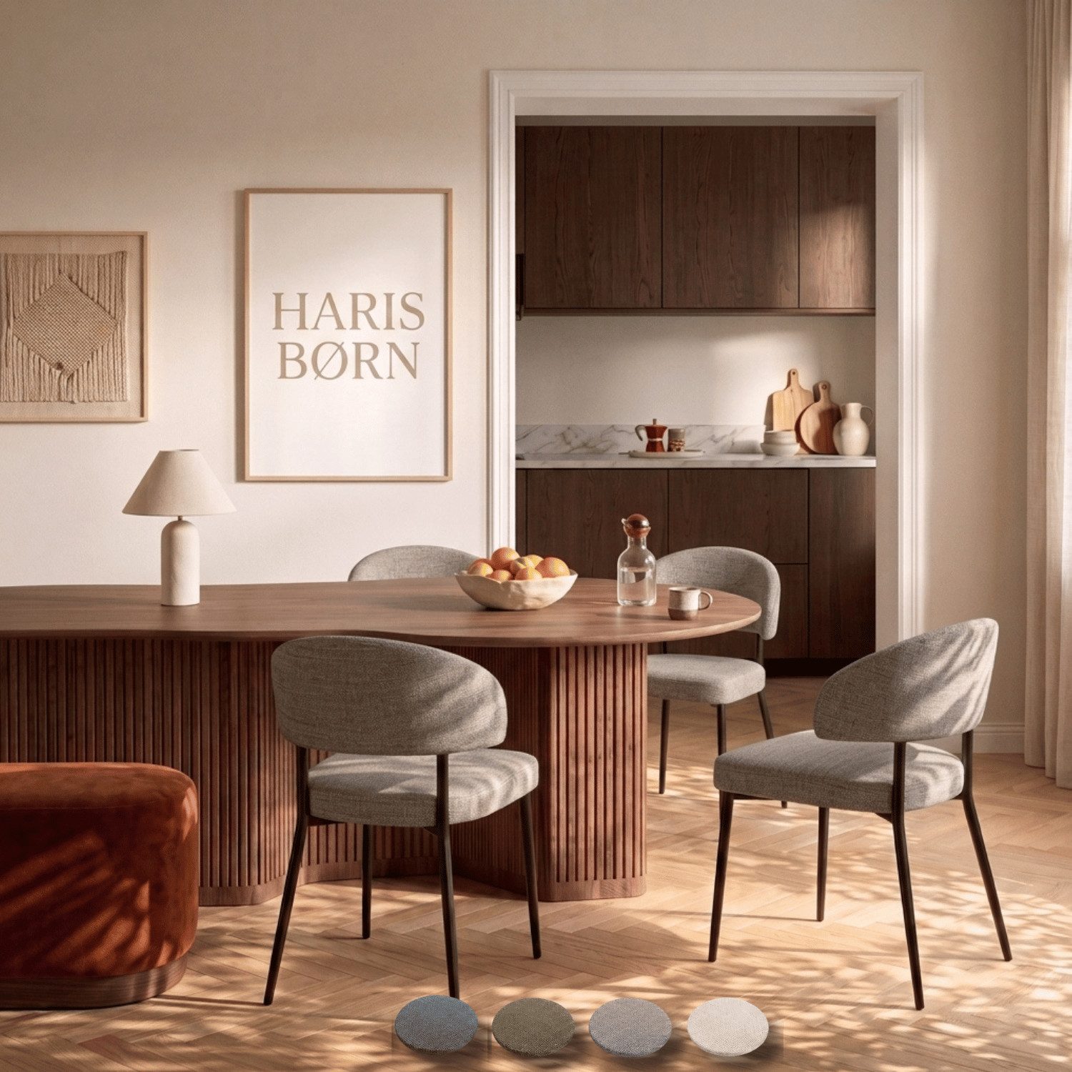 Haris Børn Esszimmerstuhl Polsterstühle für Esszimmer - Esszimmerstühle (Set, 4 St), Taupe - Esszimmer Stühle & Esstisch Stühle, Moderner Polsterstuhl